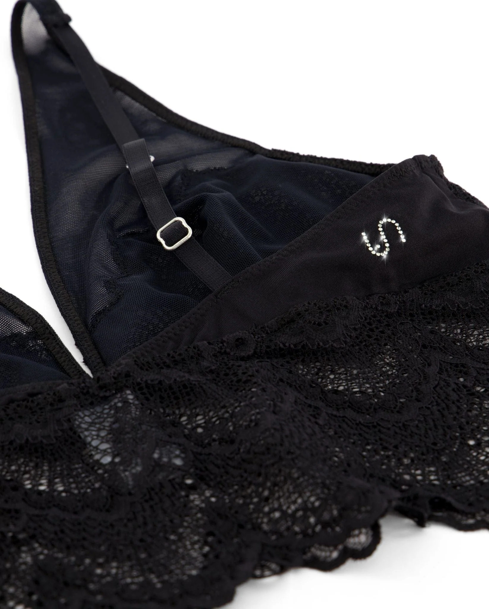Lace Mesh Plunge Bralette Top Black - Image 8