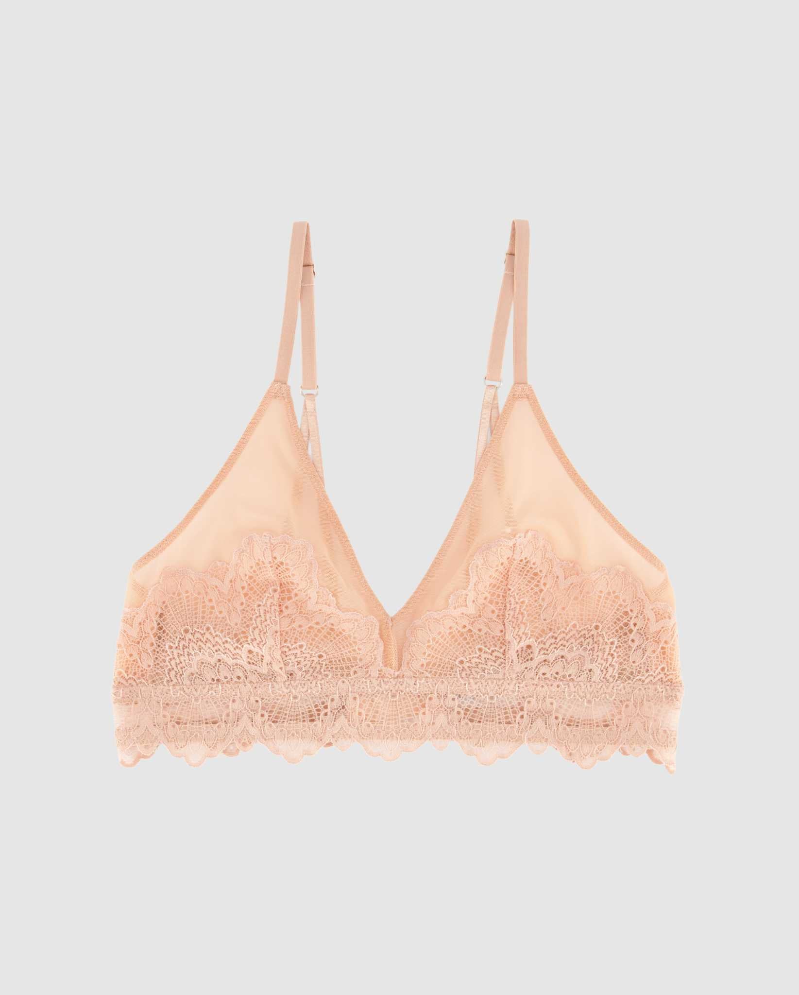 Lace Mesh Triangle Bralette Nude - Image 2