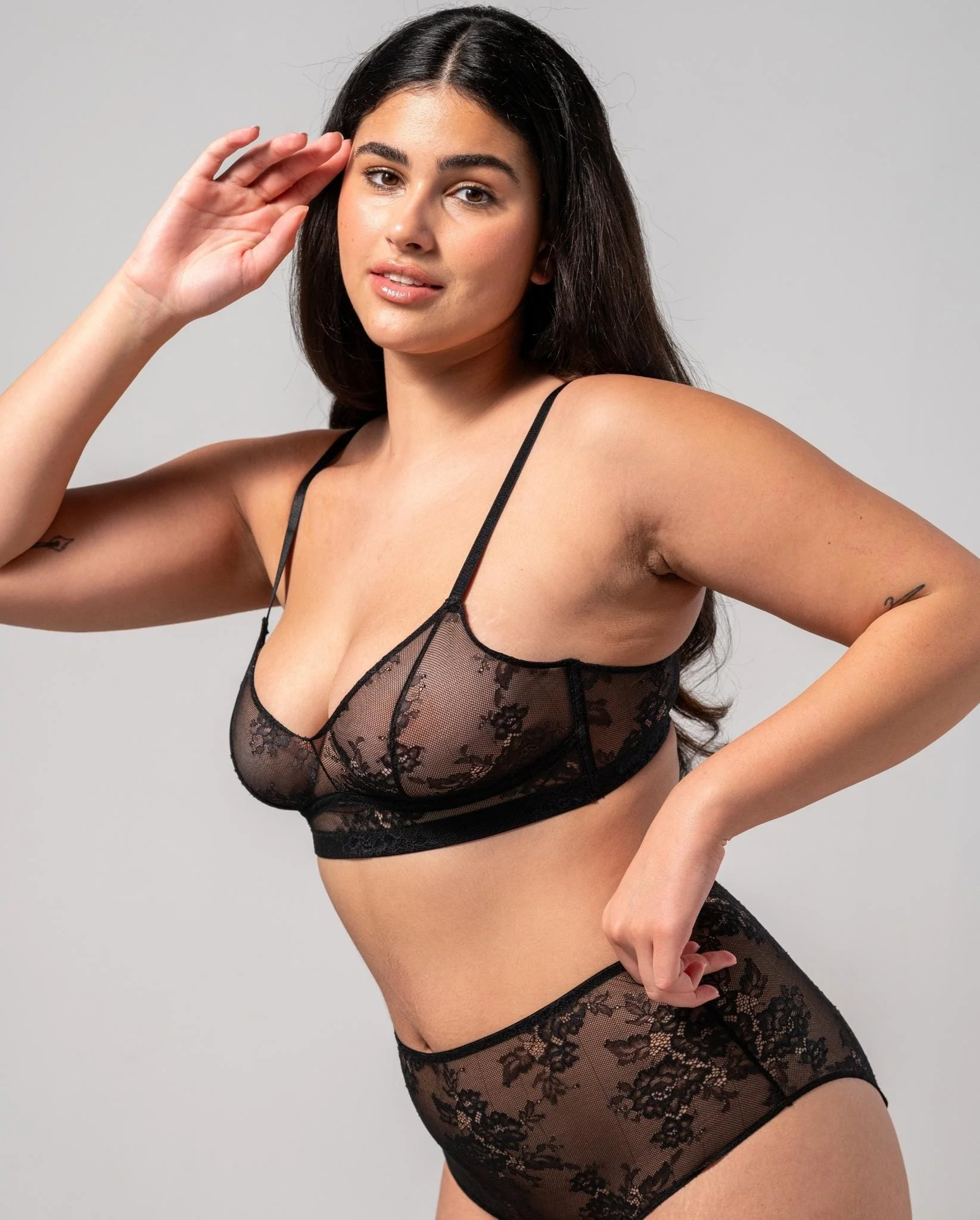 Floral Lace Balconette Black - Image 4
