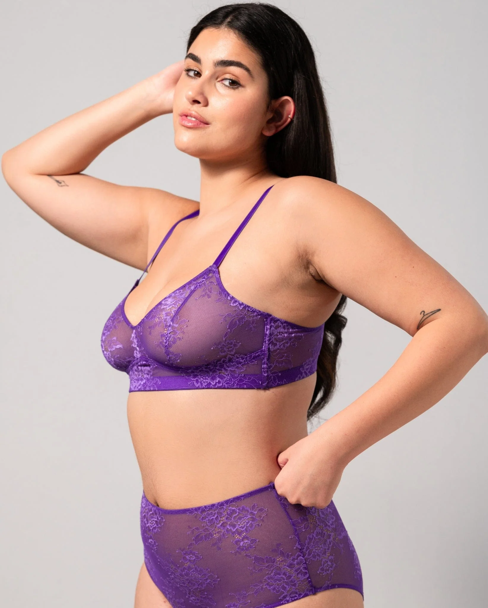 Floral Lace Balconette Lilac - Image 4