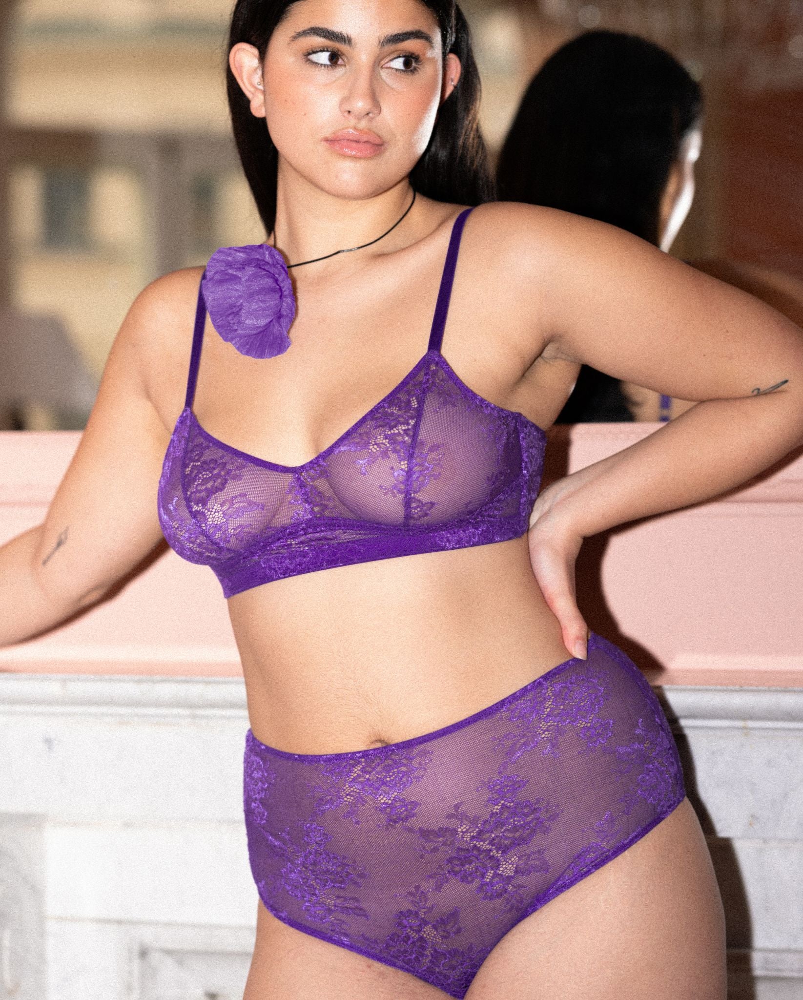 Floral Lace Balconette Lilac - Image 6