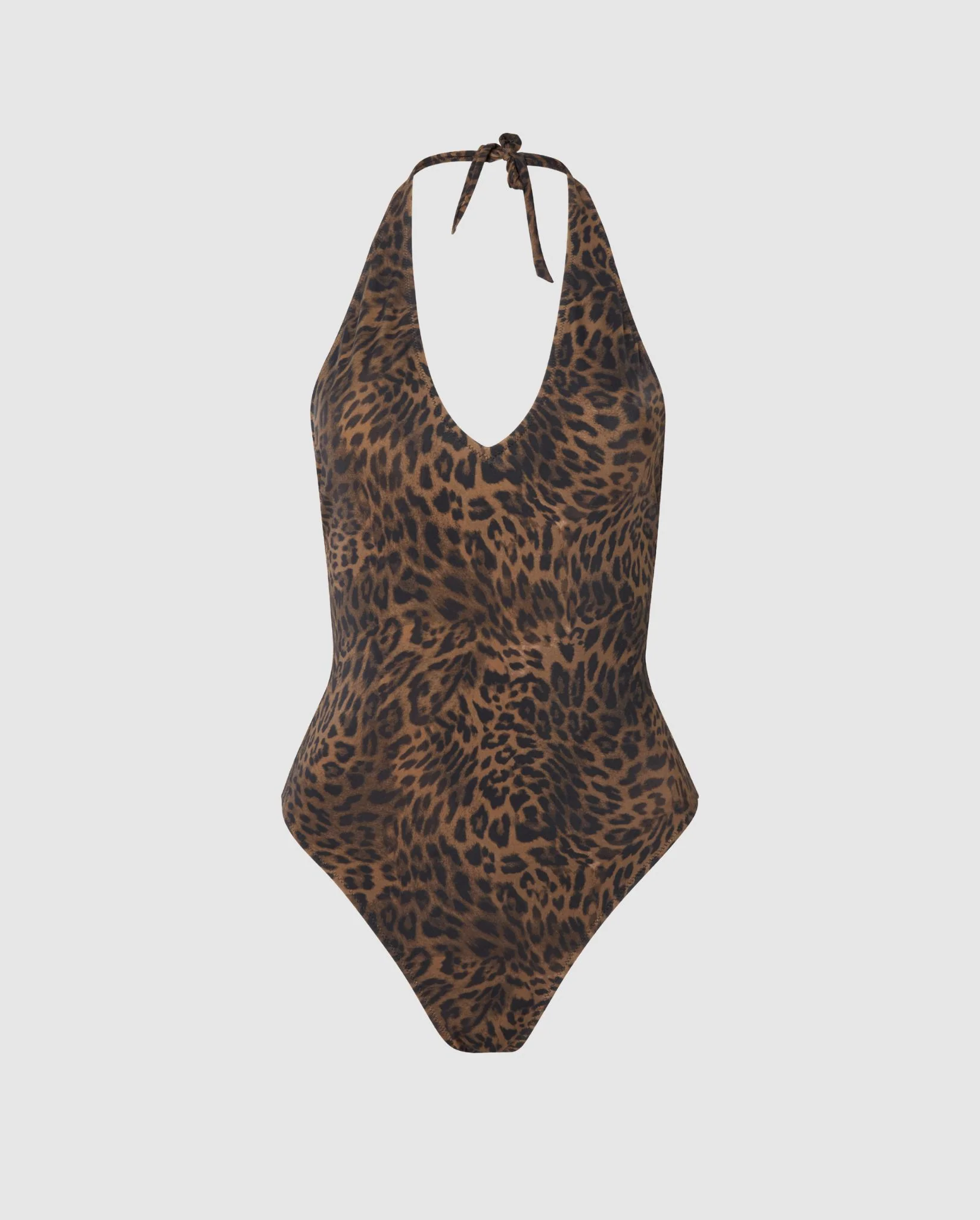 Halterneck Swimsuit Dark Leopard - Image 2