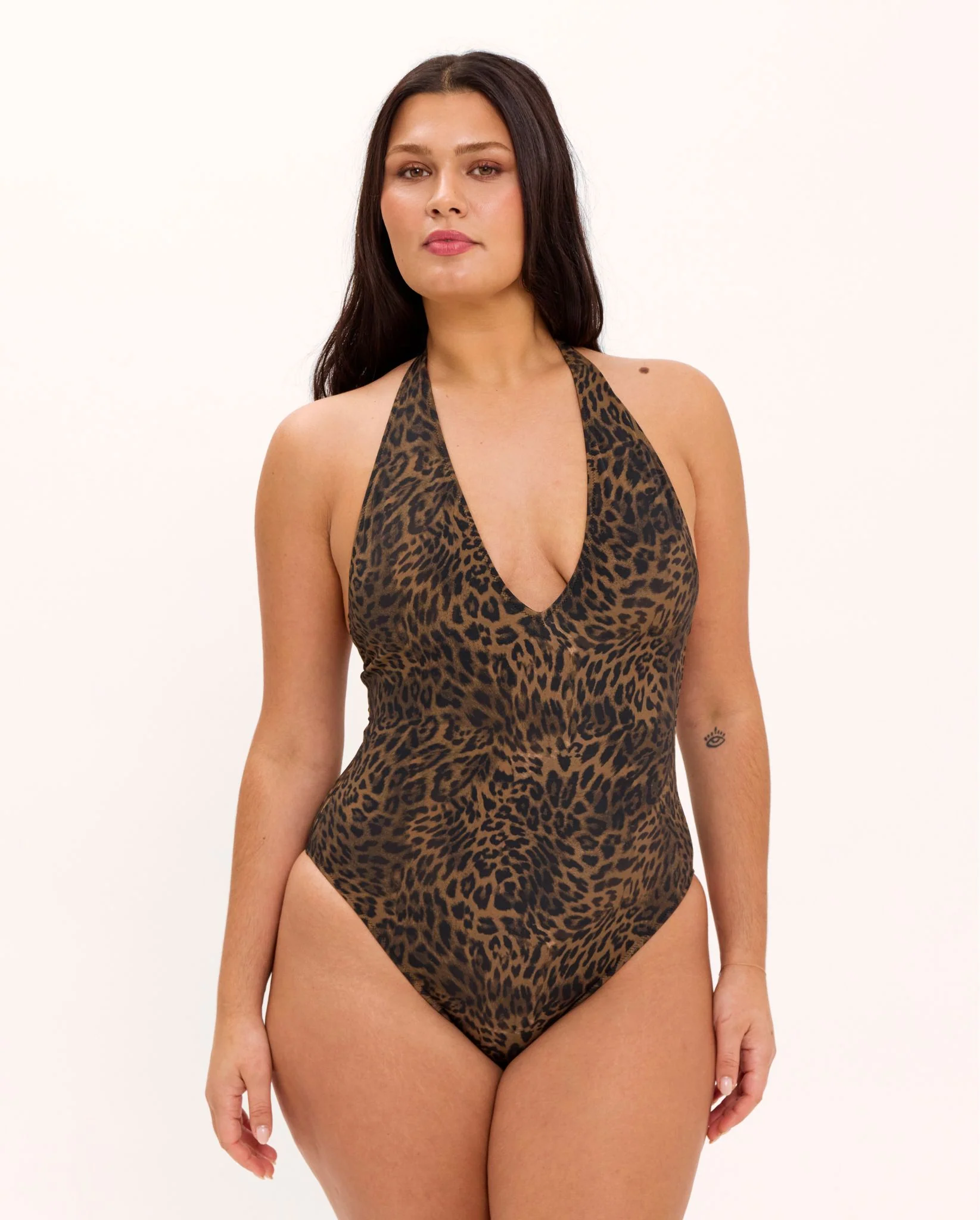 Halterneck Swimsuit Dark Leopard - Image 8