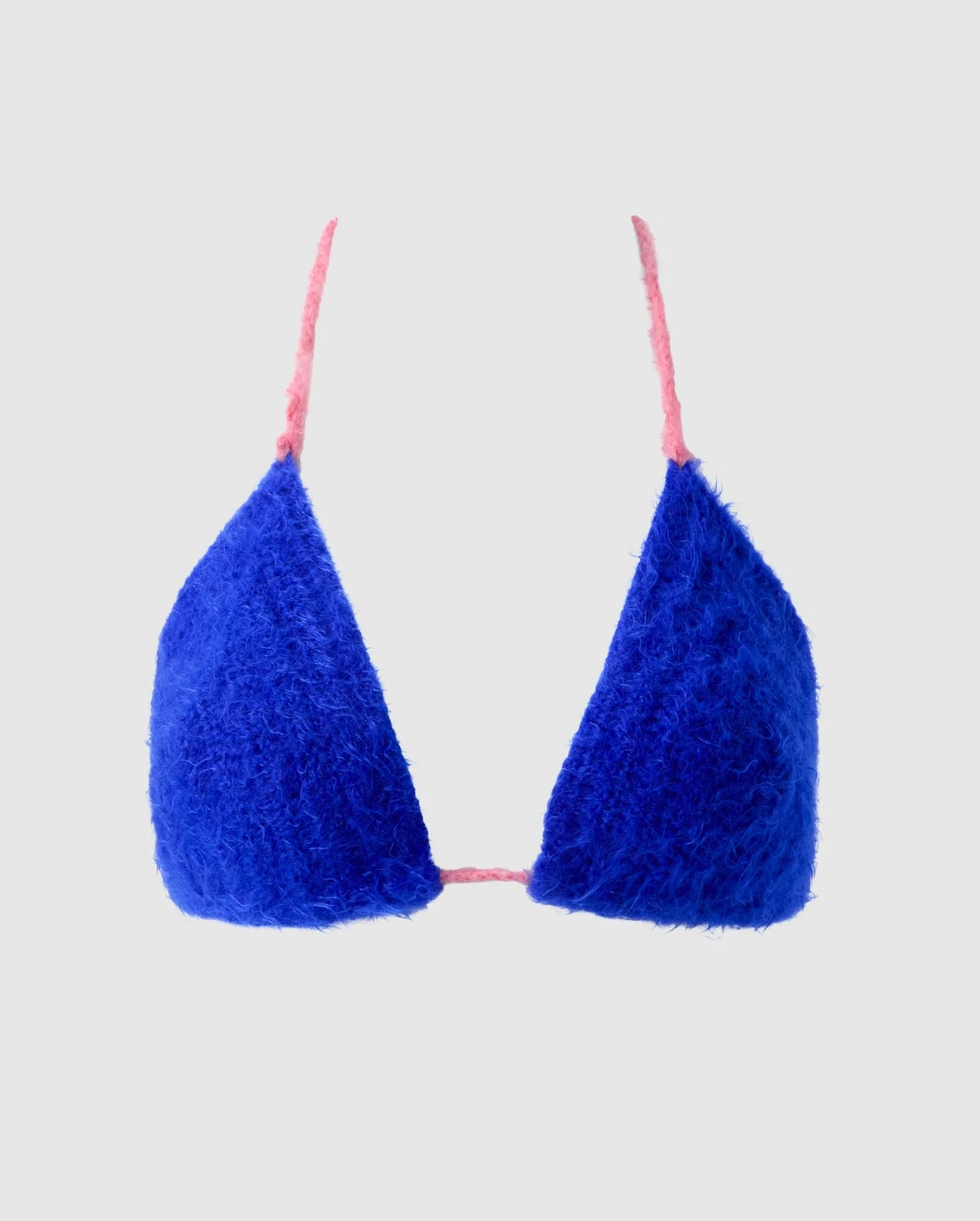 Knitted Triangle Bralette Electric Blue/Candy Pink - Image 2