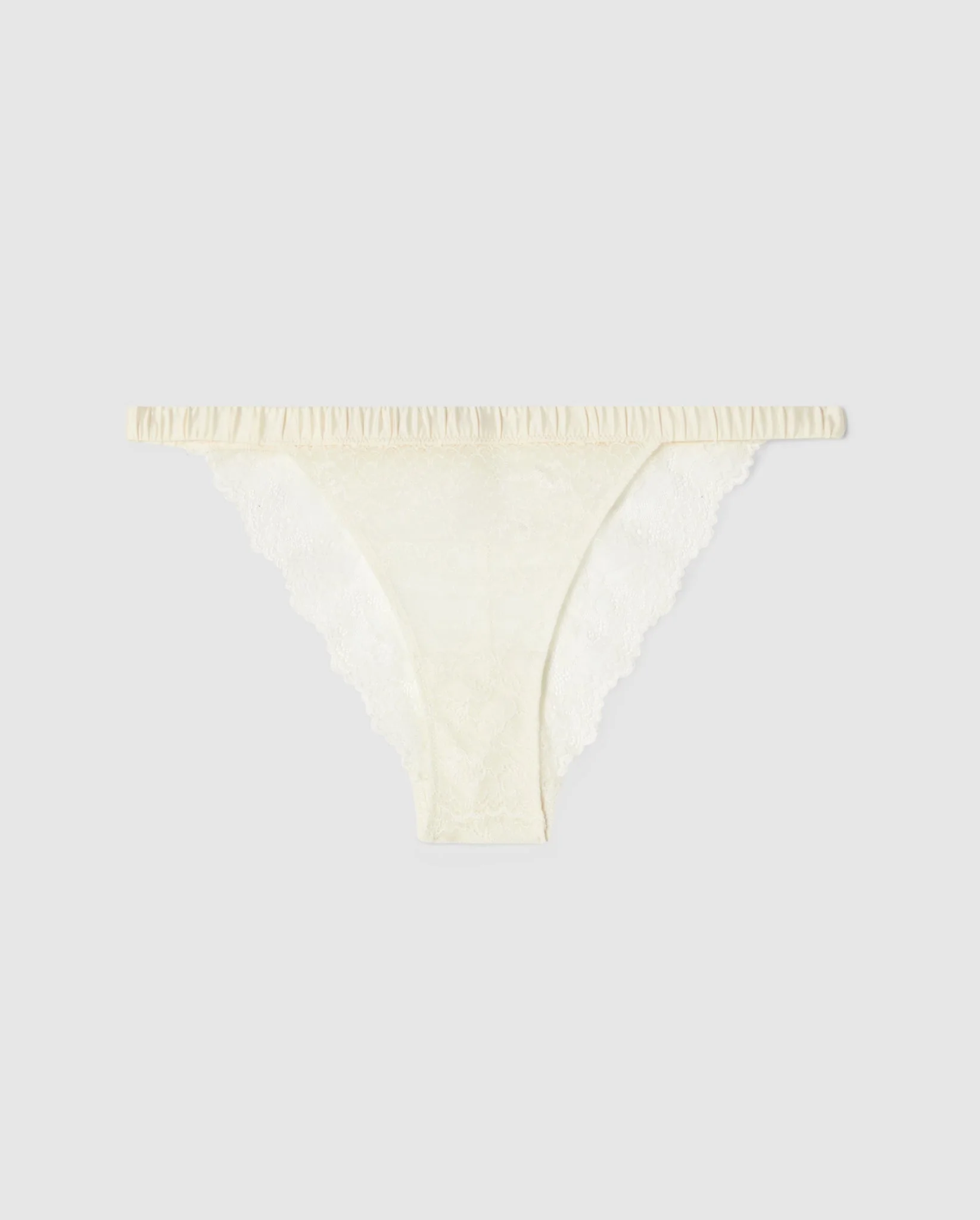Lace Satin Bikini Tanga Cream - Image 2
