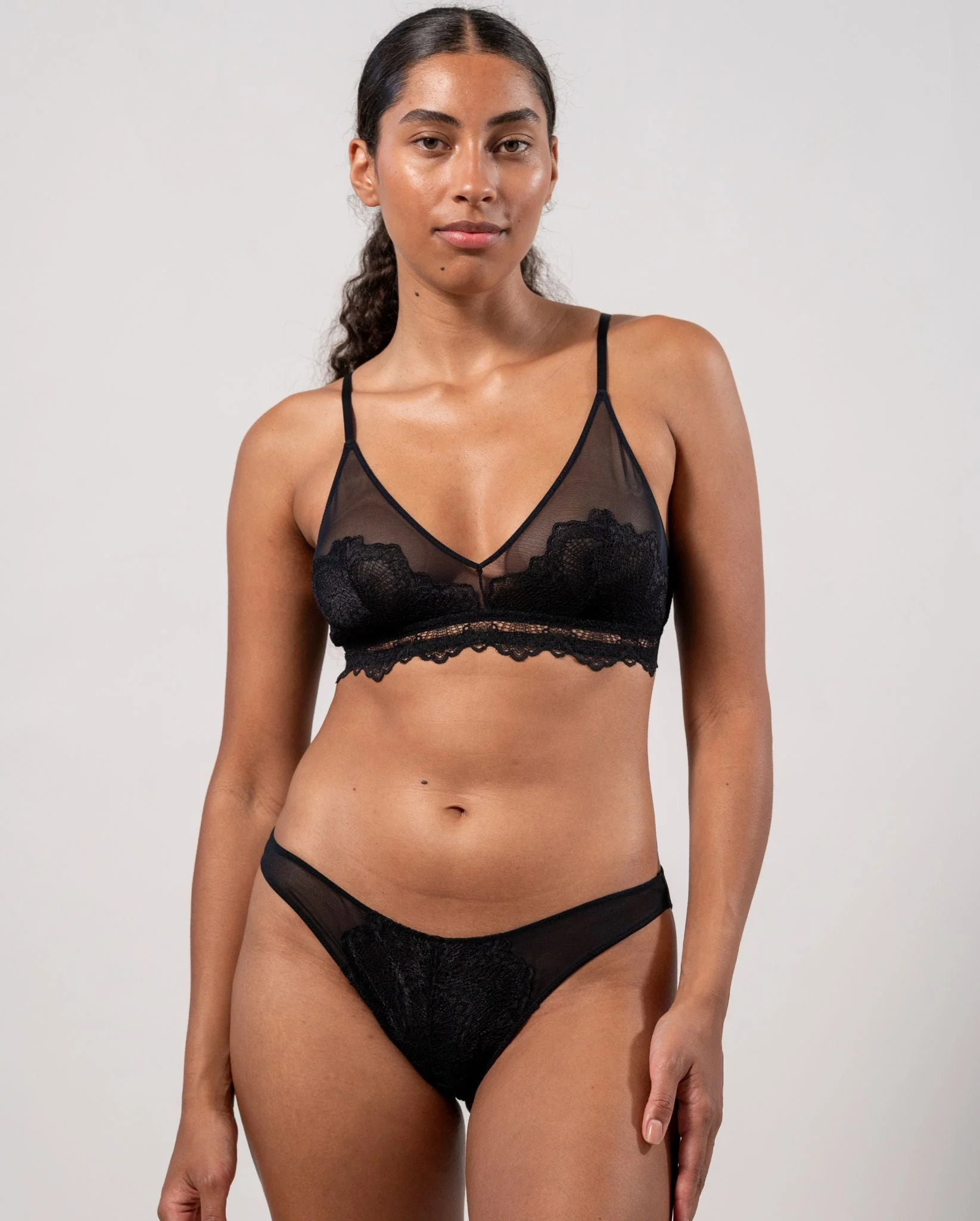 Lace Mesh Bikini Briefs Black - Image 6