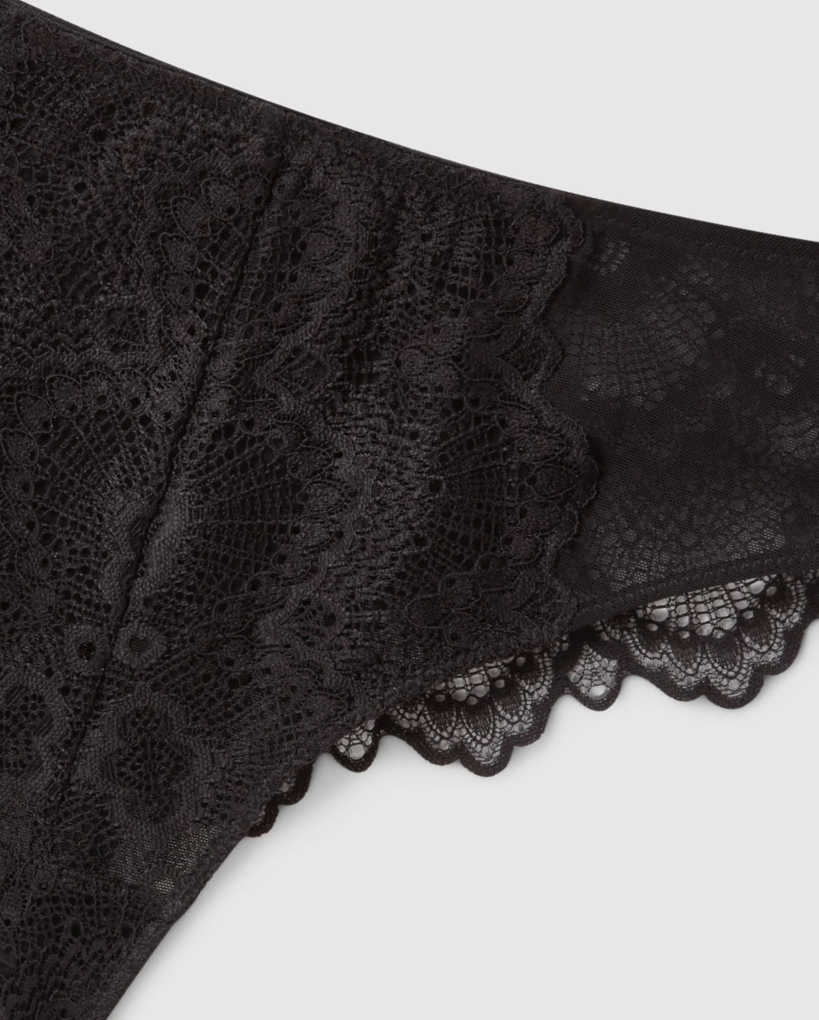 Lace Mesh High Cut Thong Black - Image 11