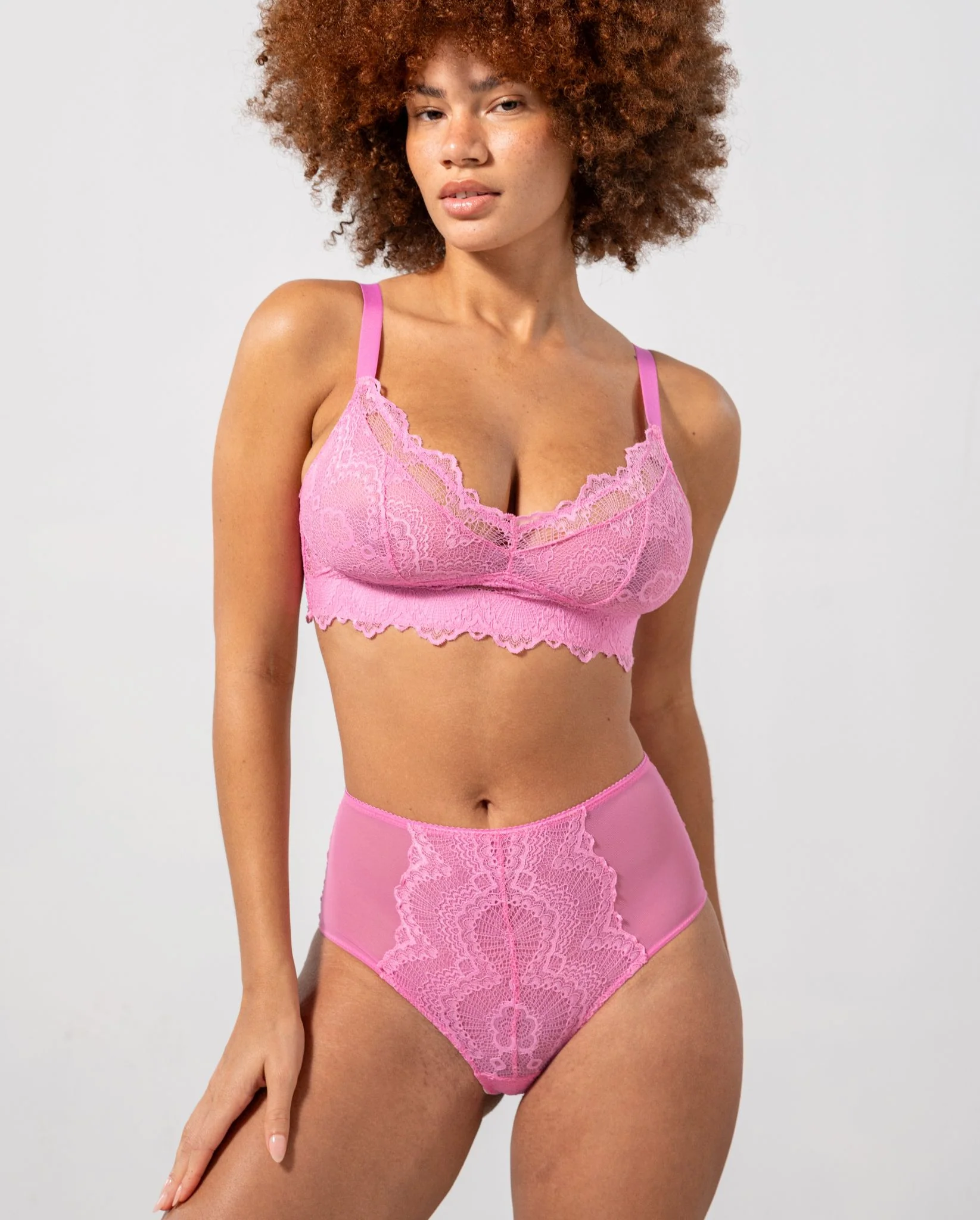 Lace Highwaist Briefs Candy Pink - Image 6