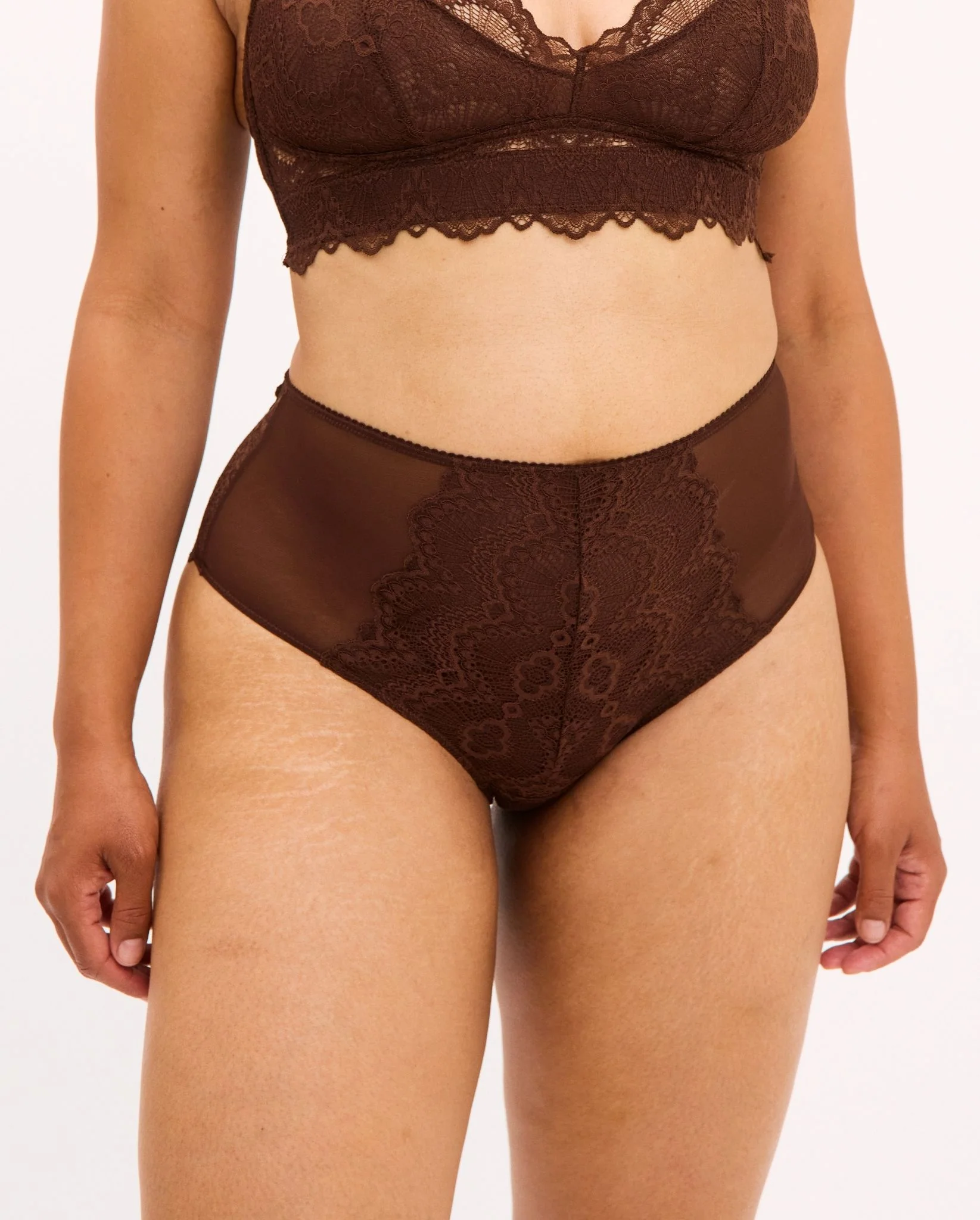 Lace Highwaist Briefs Coffee - Image 4