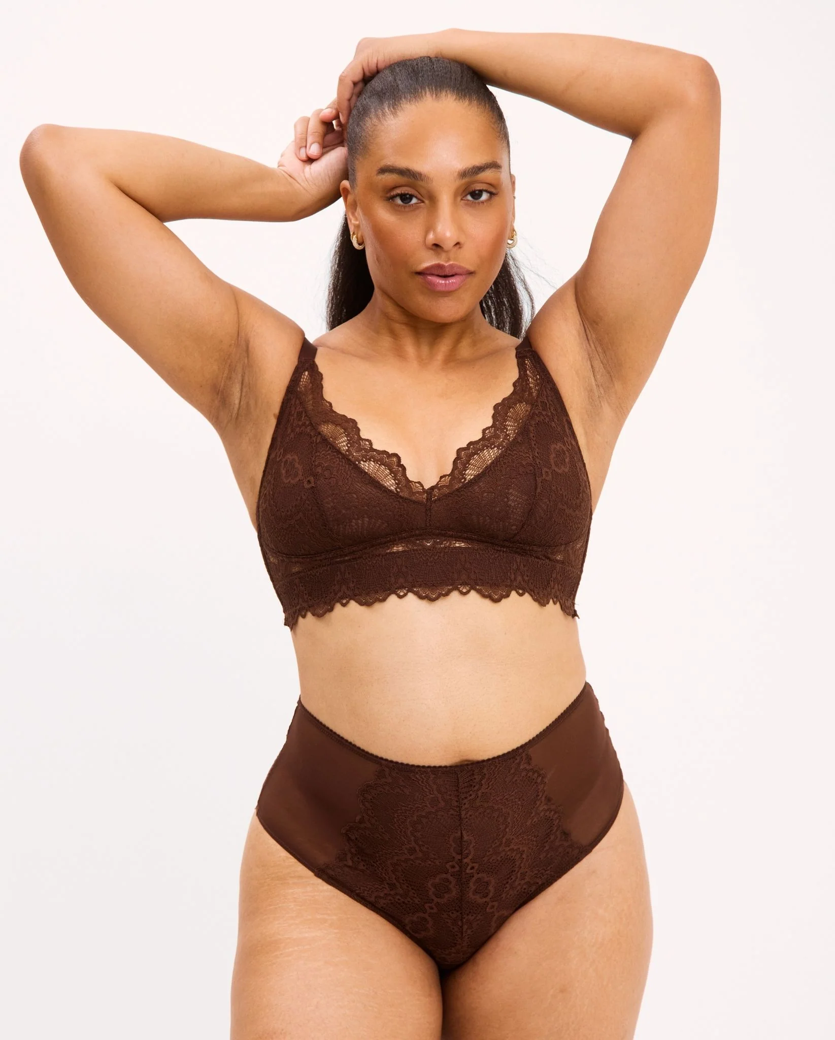 Lace Highwaist Briefs Coffee - Image 5