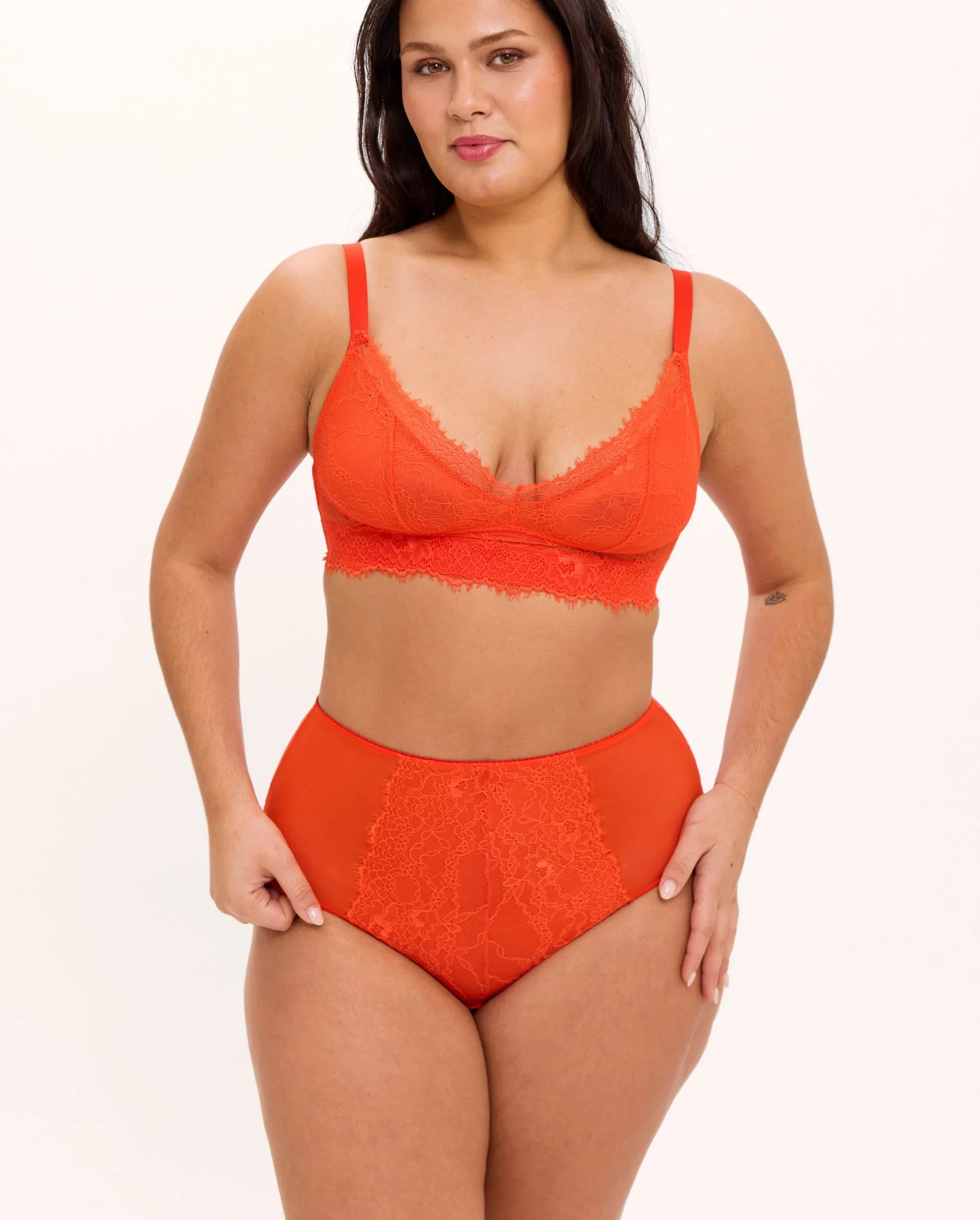 Lace Highwaist Briefs Fiery Red - Image 4