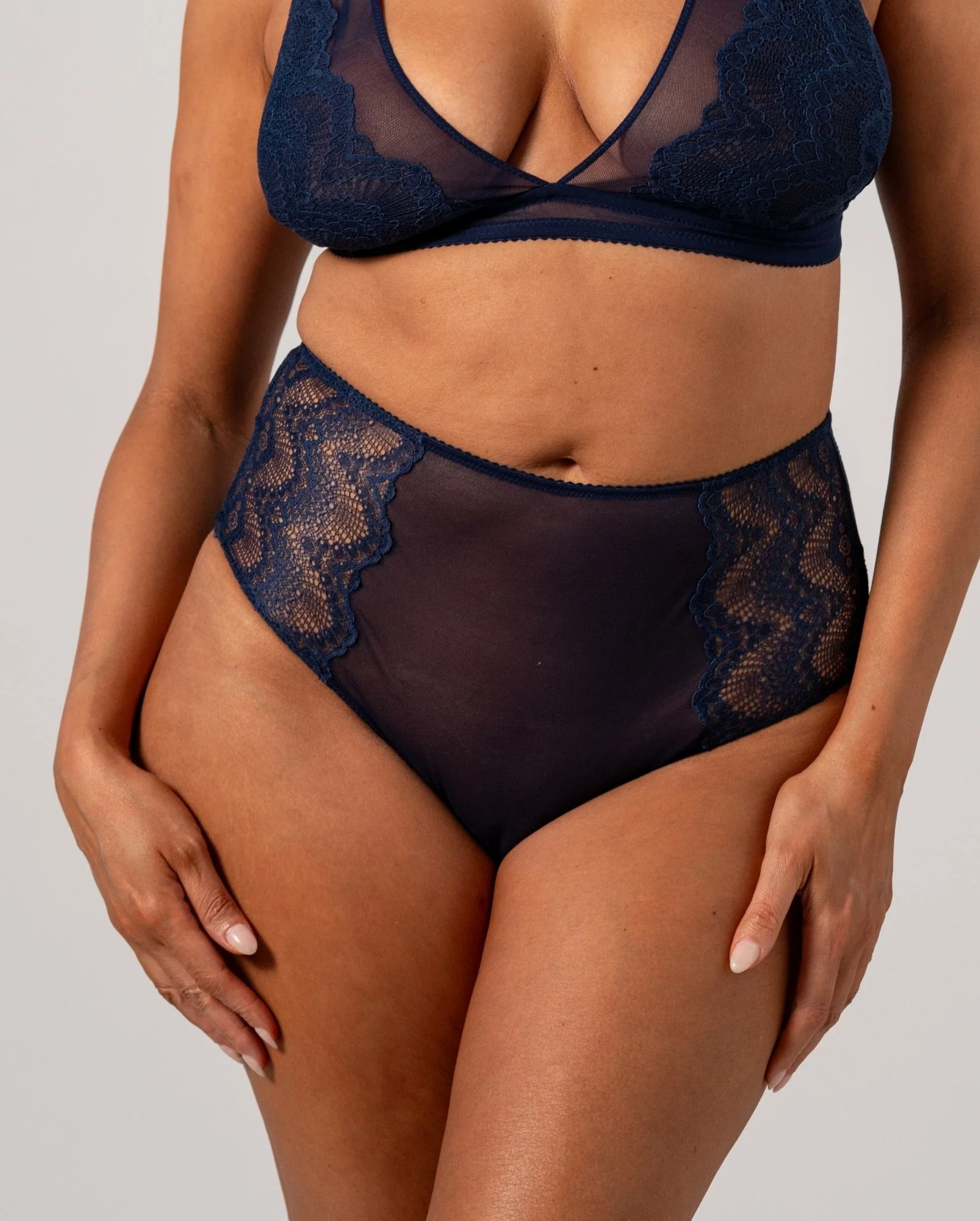 Lace Highwaist Briefs Navy Blue - Image 3