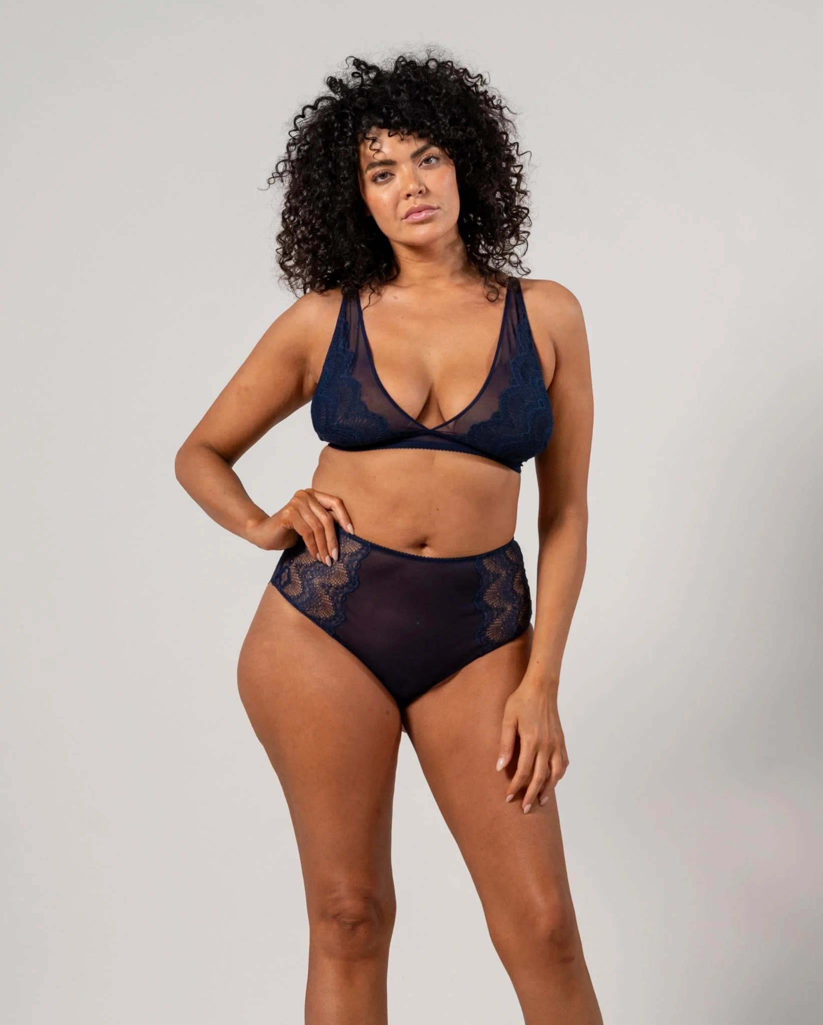 Lace Highwaist Briefs Navy Blue - Image 5