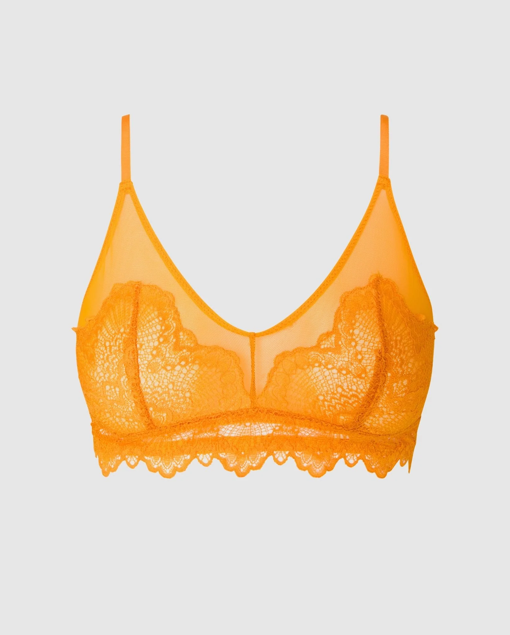 Lace Mesh Triangle Bralette Apricot - Image 2