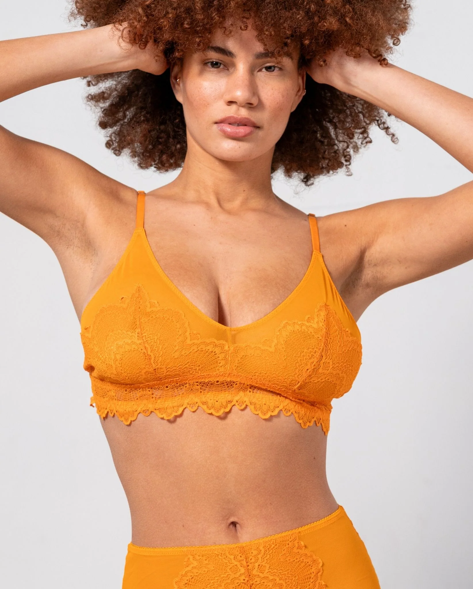 Lace Mesh Triangle Bralette Apricot - Image 6