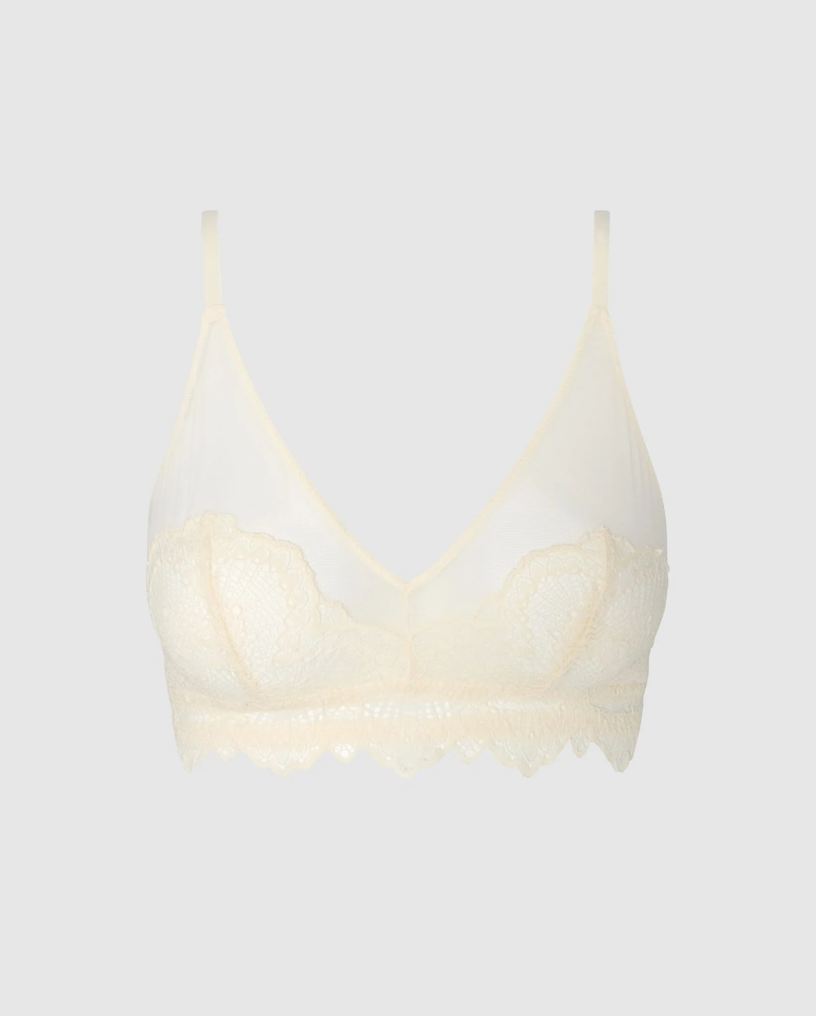 Lace Mesh Triangle Bralette Cream - Image 2