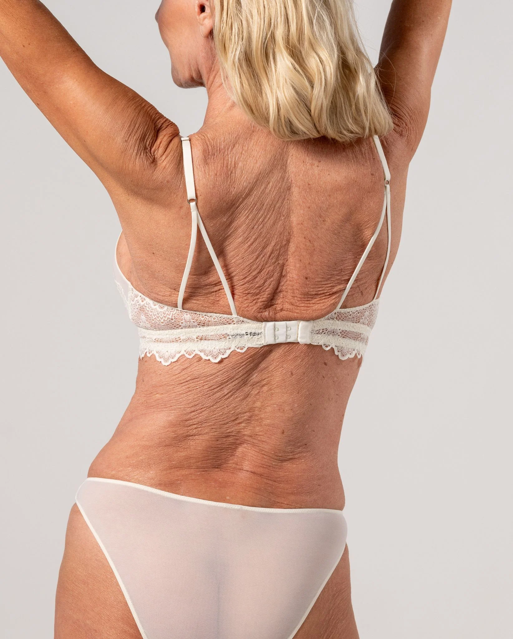 Lace Mesh Triangle Bralette Cream - Image 7