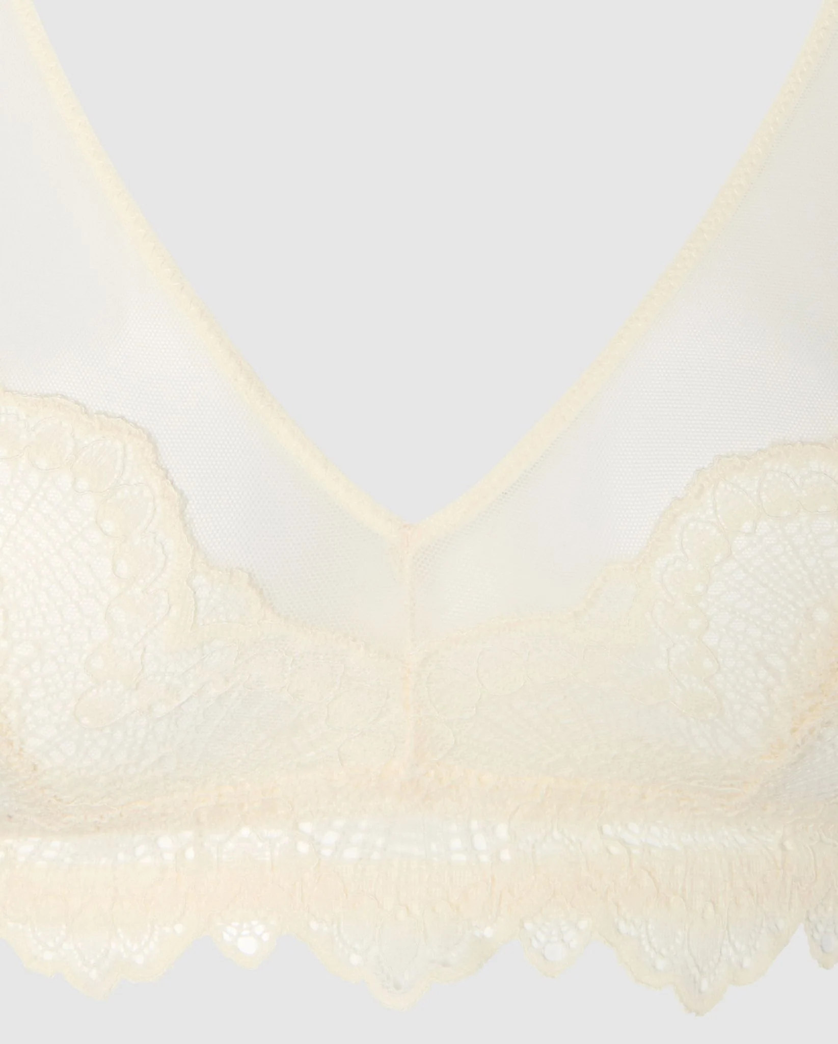 Lace Mesh Triangle Bralette Cream - Image 9
