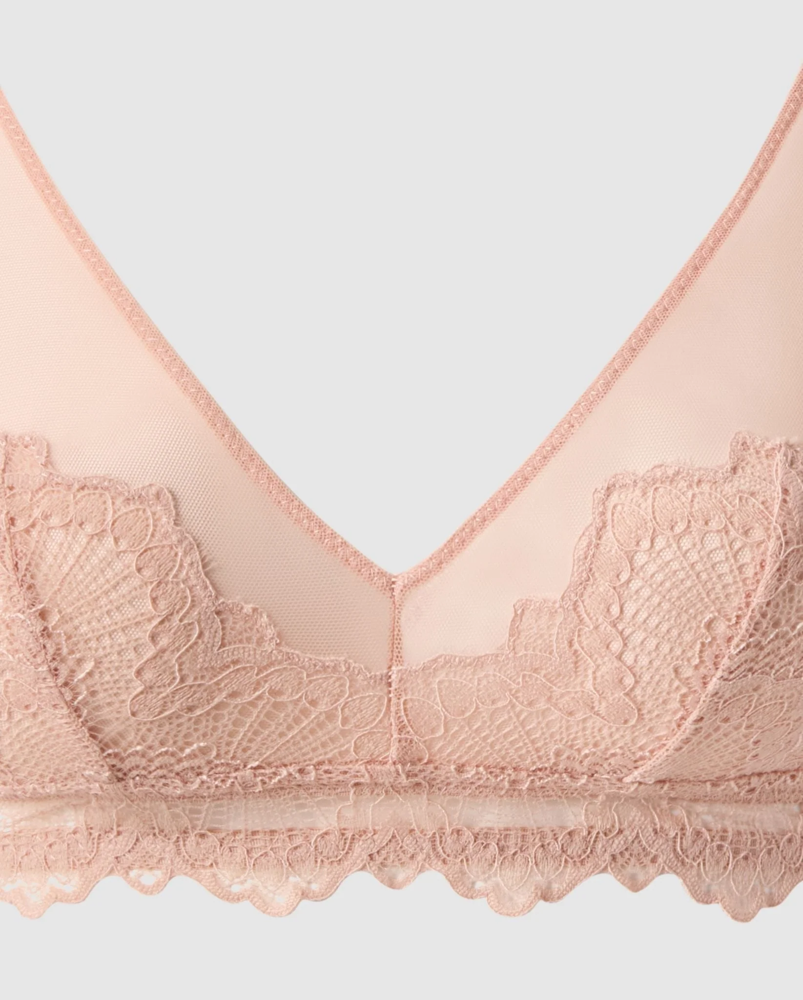 Lace Mesh Triangle Bralette Nude - Image 10