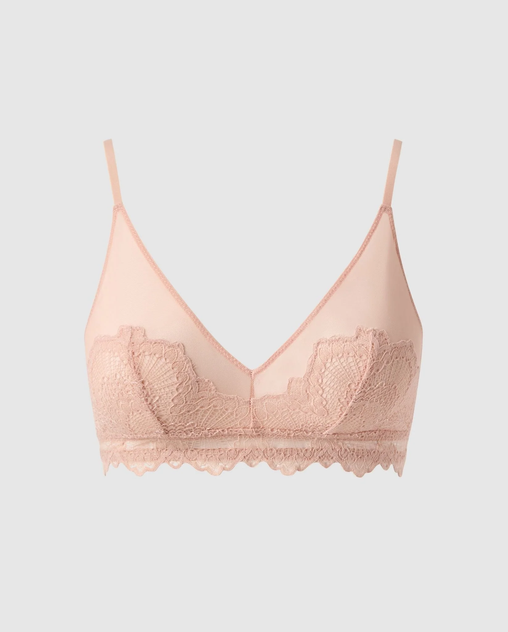 Lace Mesh Triangle Bralette Nude - Image 2