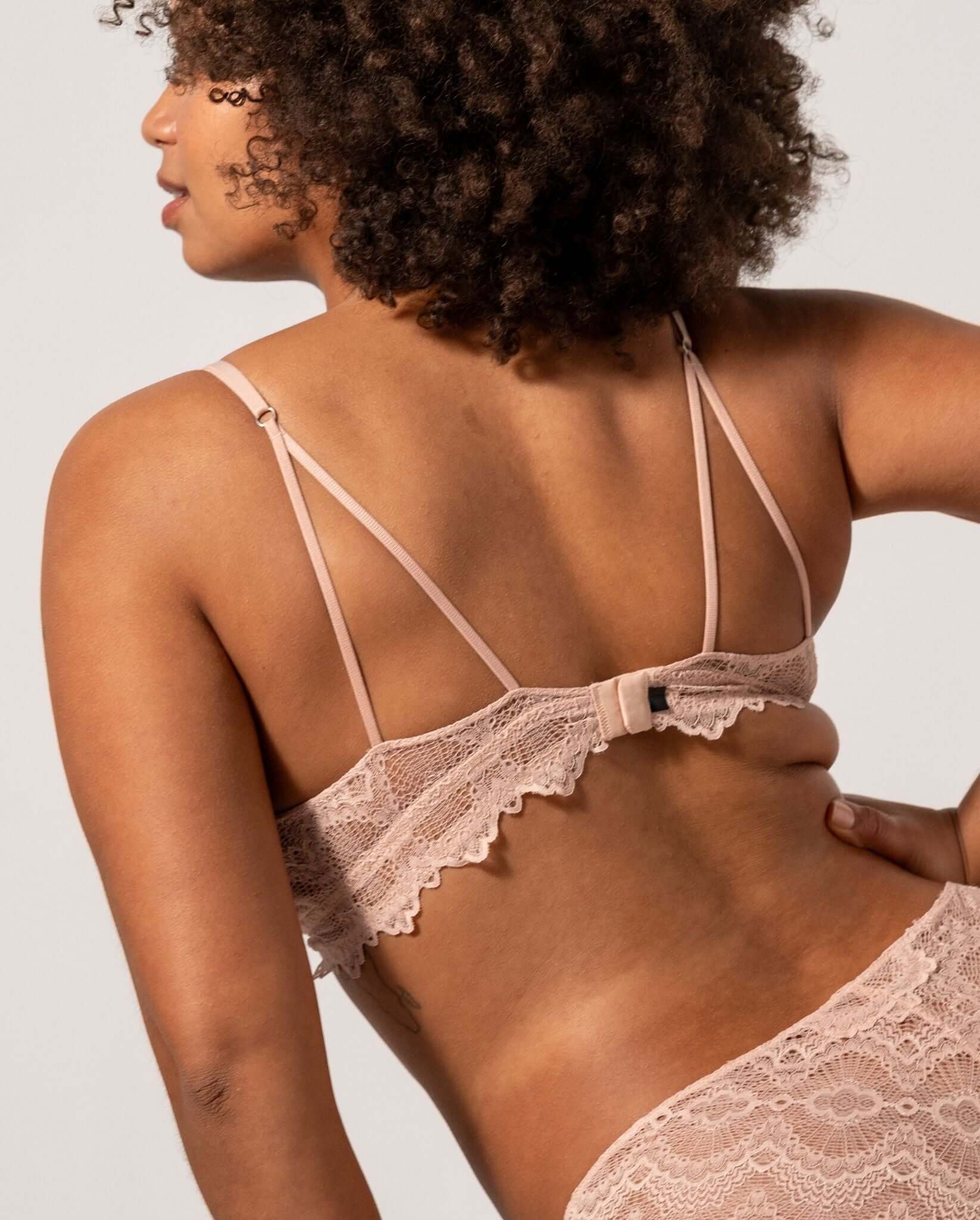 Lace Mesh Triangle Bralette Nude - Image 3