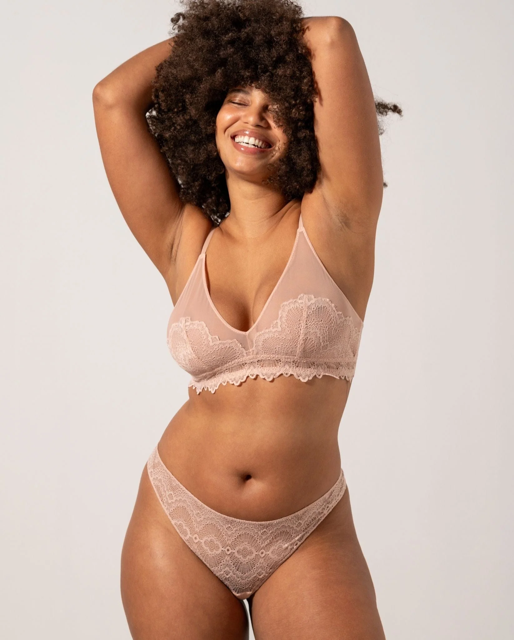 Lace Mesh Triangle Bralette Nude - Image 5
