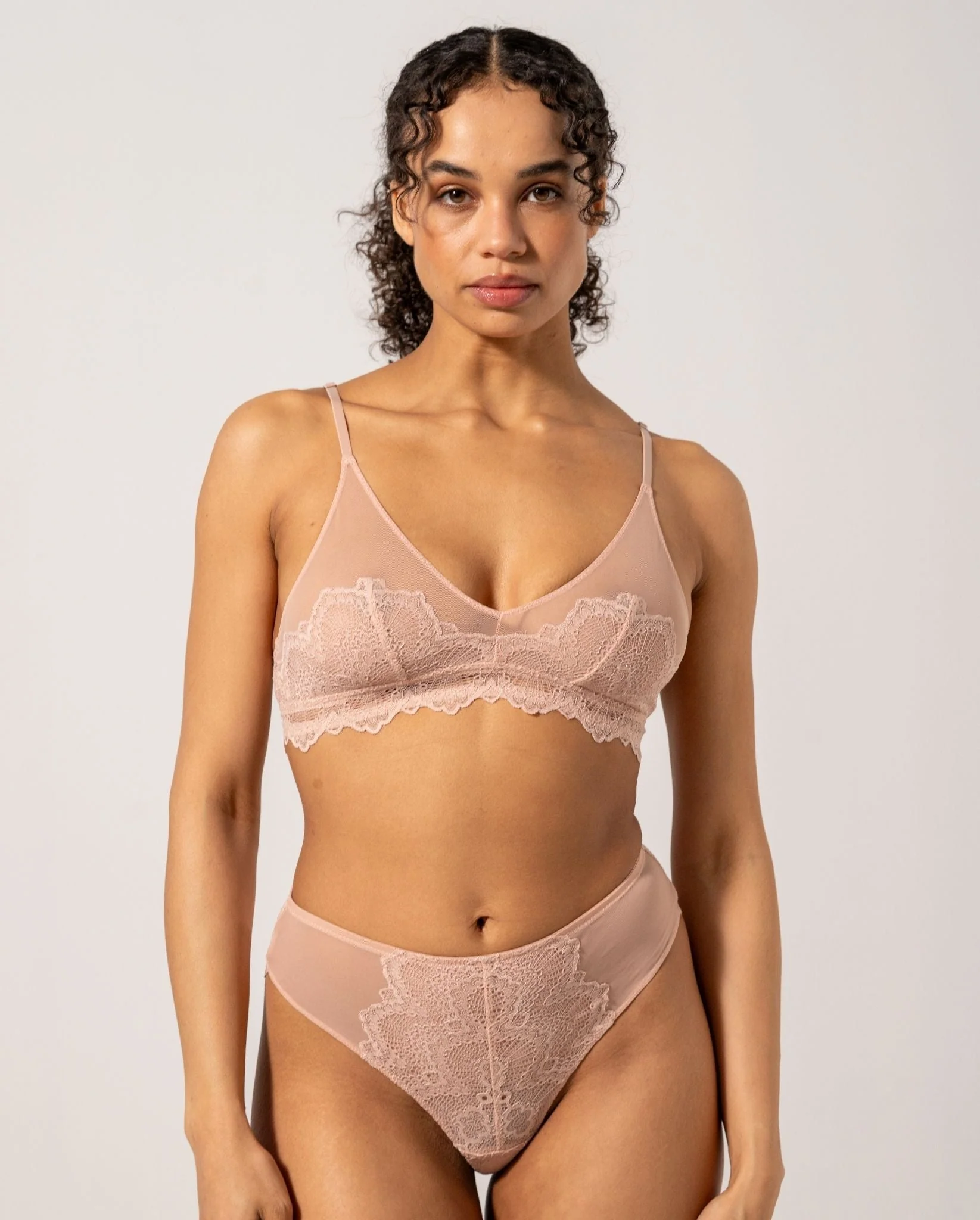 Lace Mesh Triangle Bralette Nude - Image 7