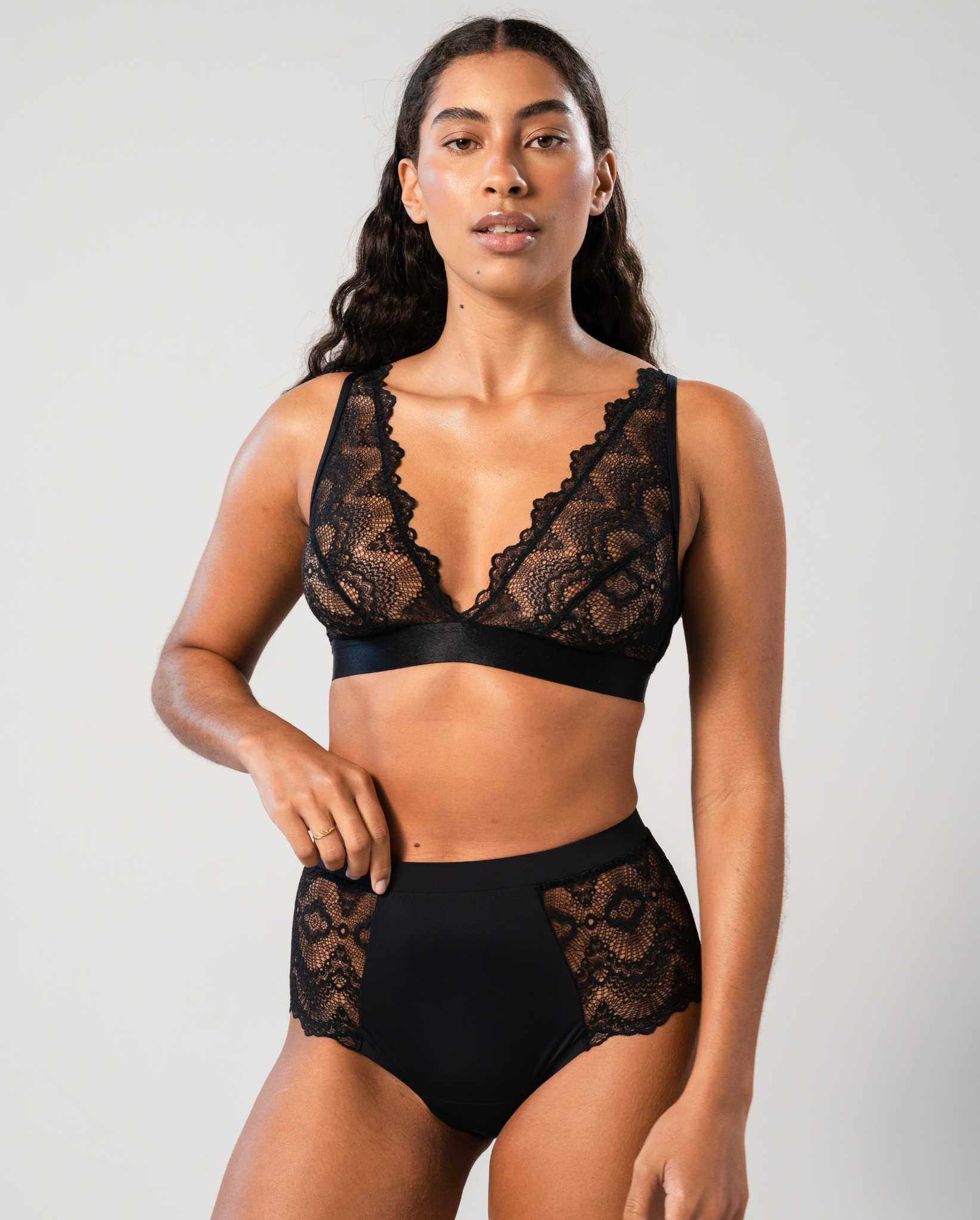 Lace Period Highwaist Briefs Black - Image 6