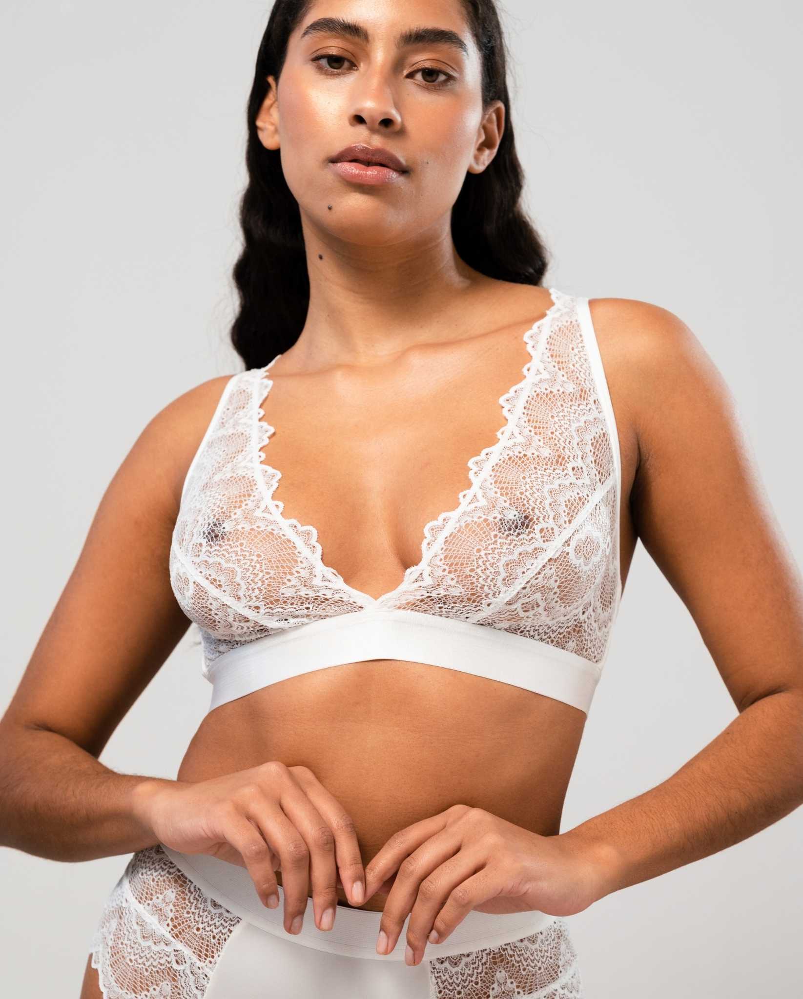 Lace Plunge Bralette Blanche - Image 6
