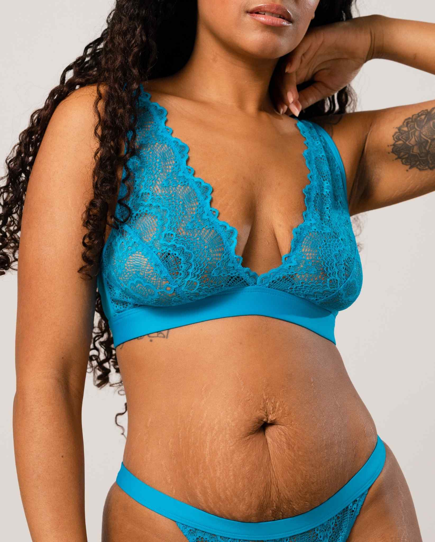 Lace Plunge Bralette Electric Blue - Image 7