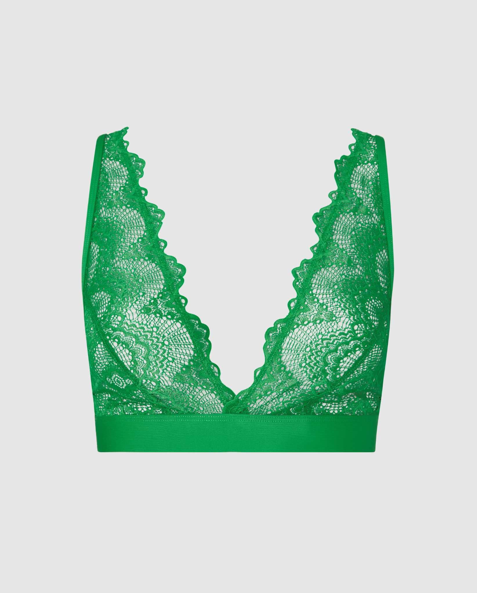 Lace Plunge Bralette Green Ivy - Image 2