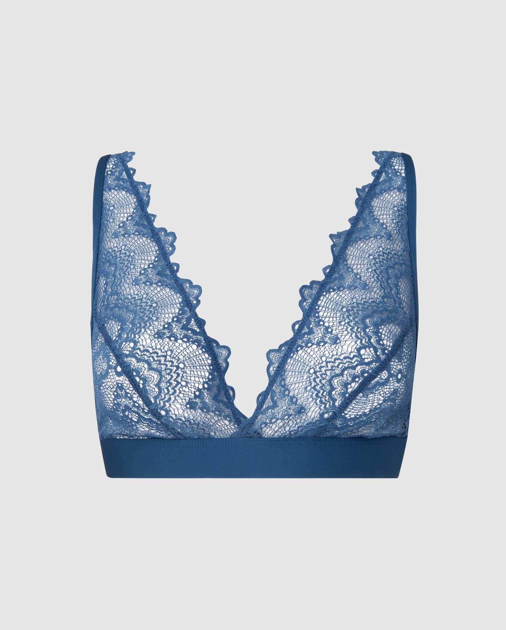 Lace Plunge Bralette Faded Blue - Image 2