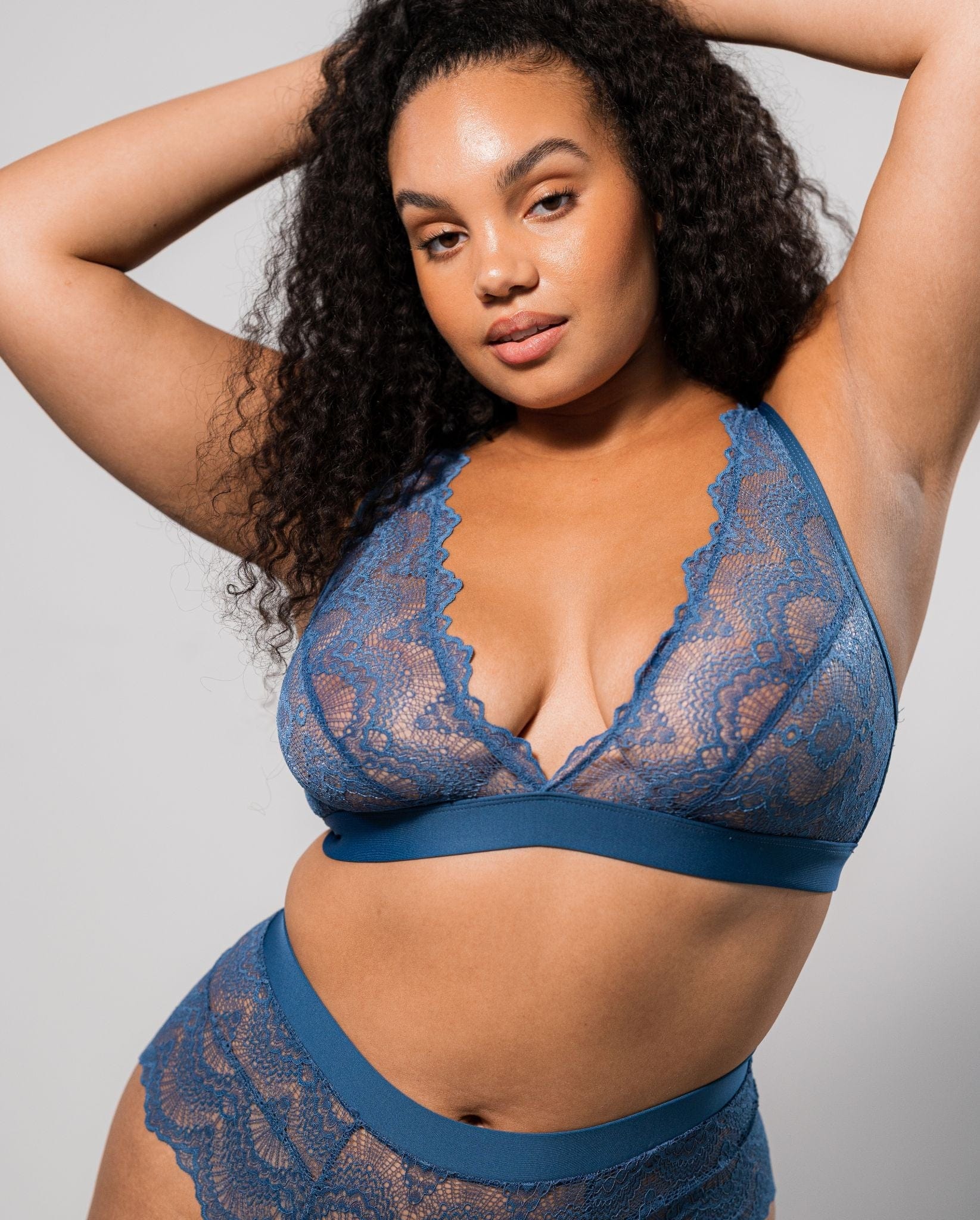 Lace Plunge Bralette Faded Blue - Image 8