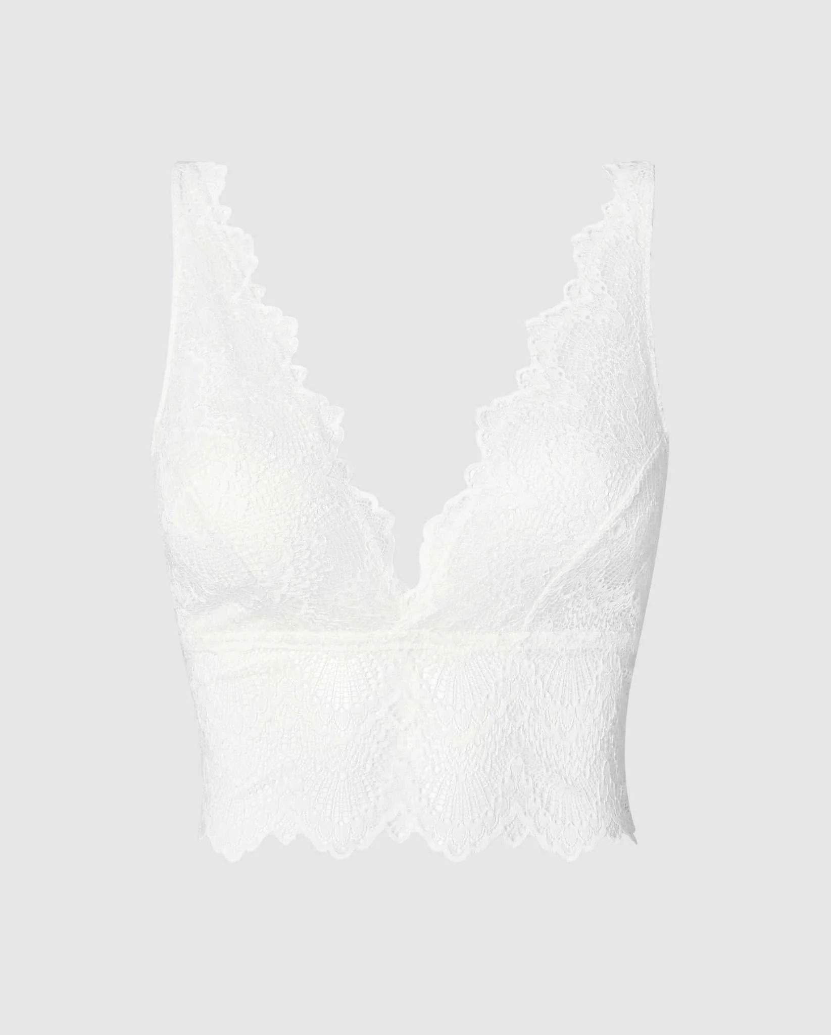 Lace Plunge Bralette Top Off White - Image 2