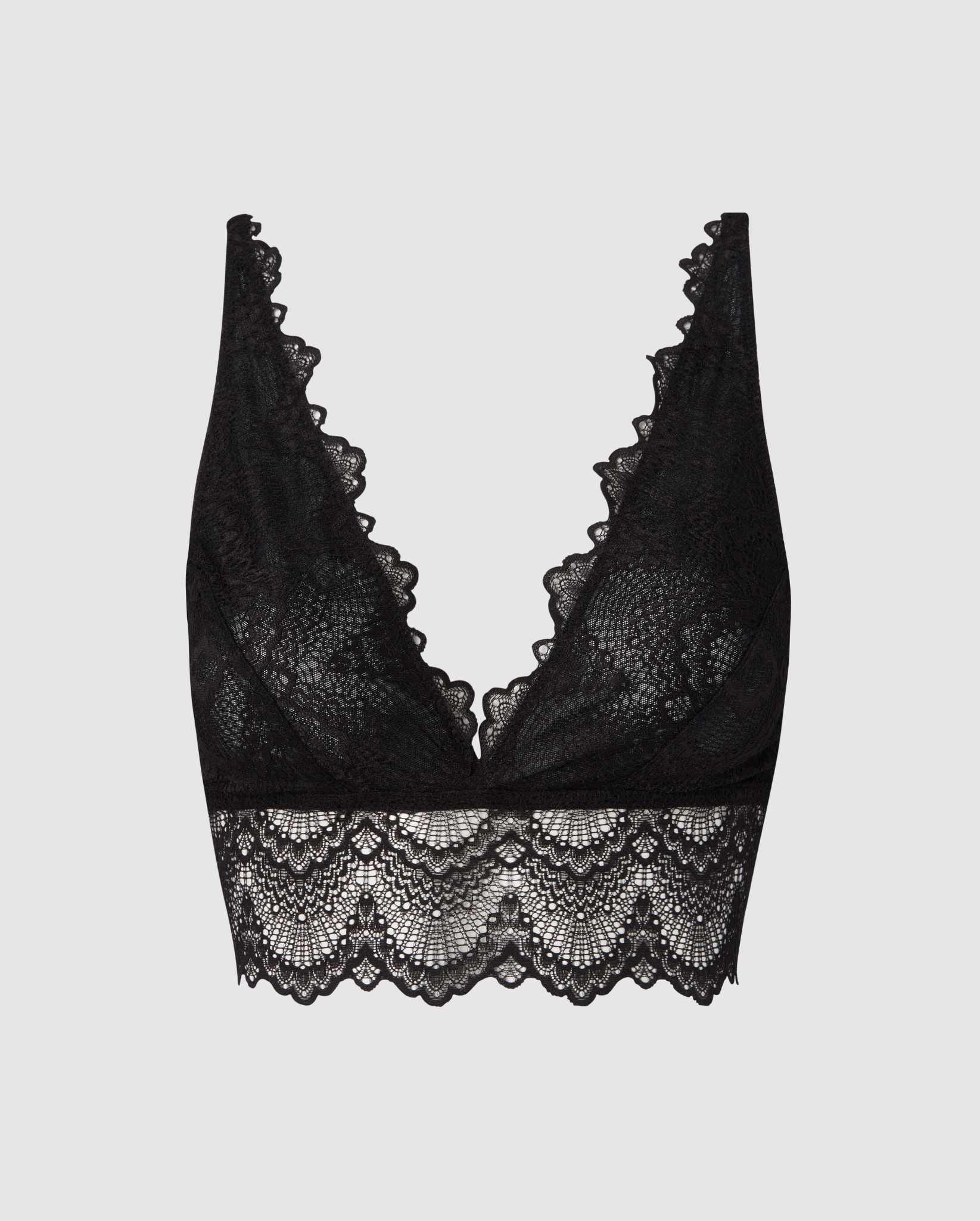 Lace Plunge Bralette Top Black - Image 2