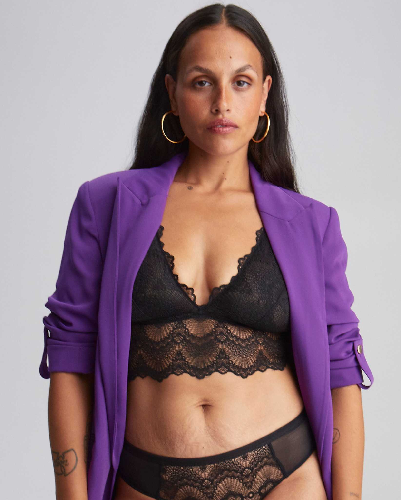 Lace Plunge Bralette Top Black - Image 4