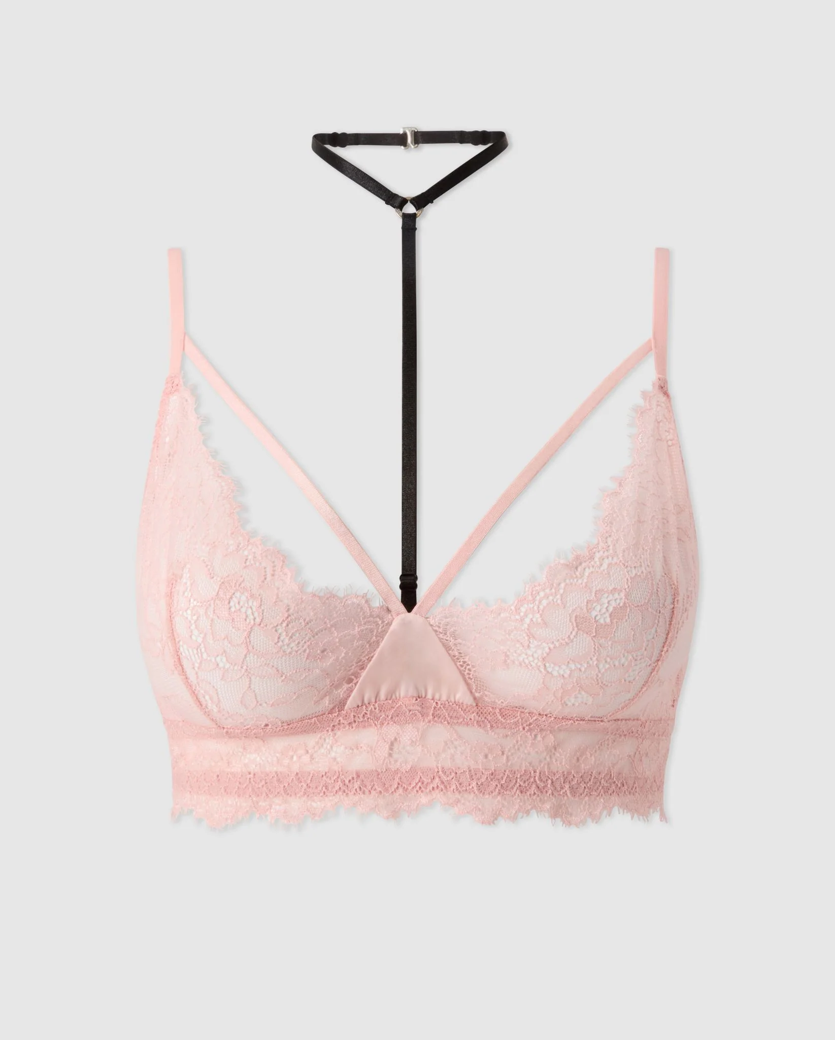 Lace Strappy Triangle Bralette Powder Pink - Image 2