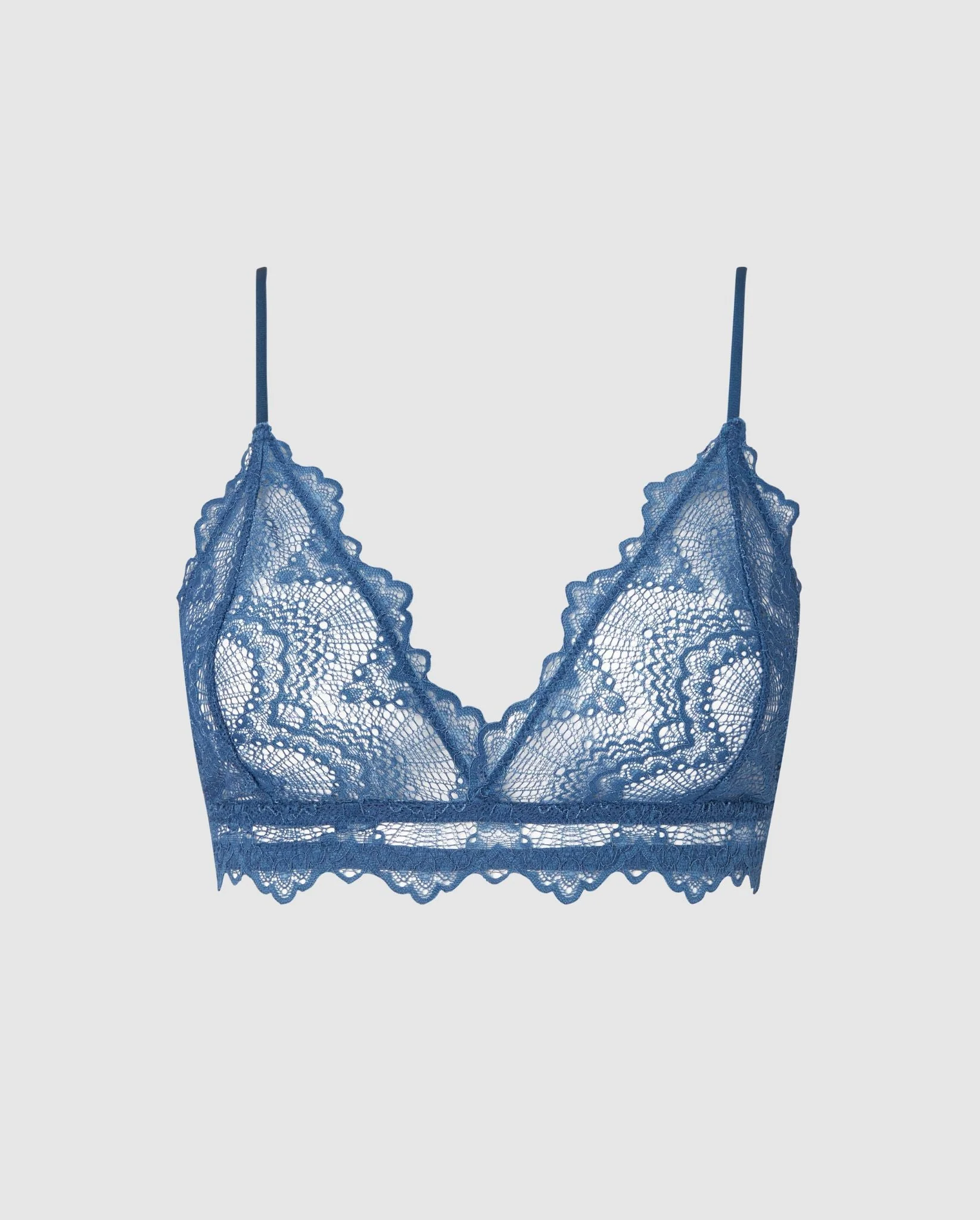 Lace Triangle Bralette Faded Blue - Image 2