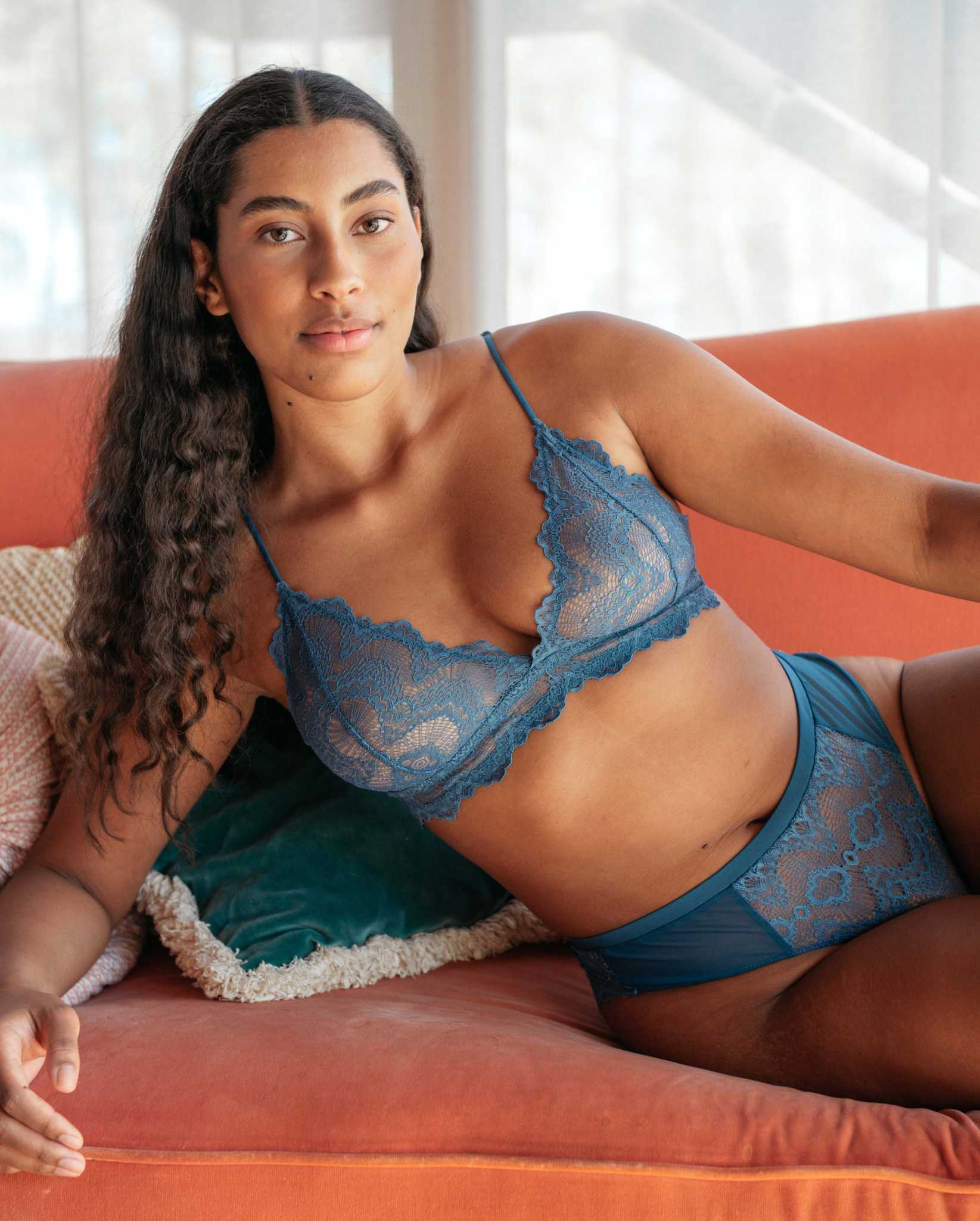 Lace Triangle Bralette Faded Blue - Image 9