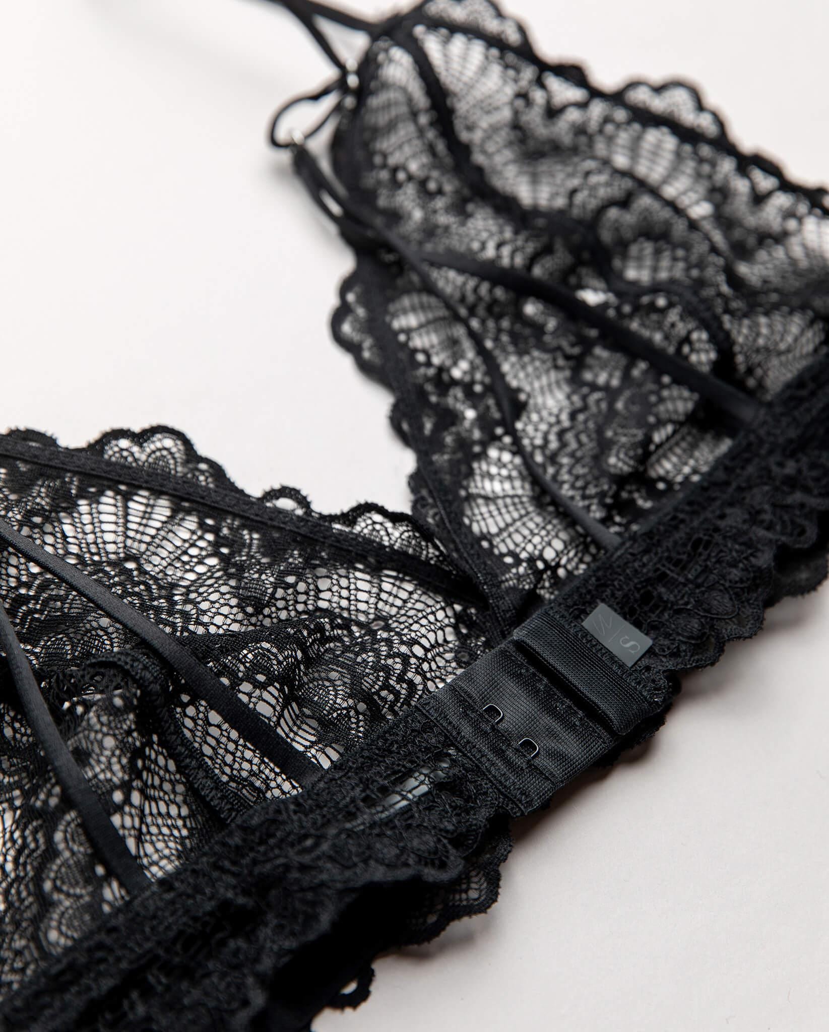 Lace Triangle Bralette Black - Image 8