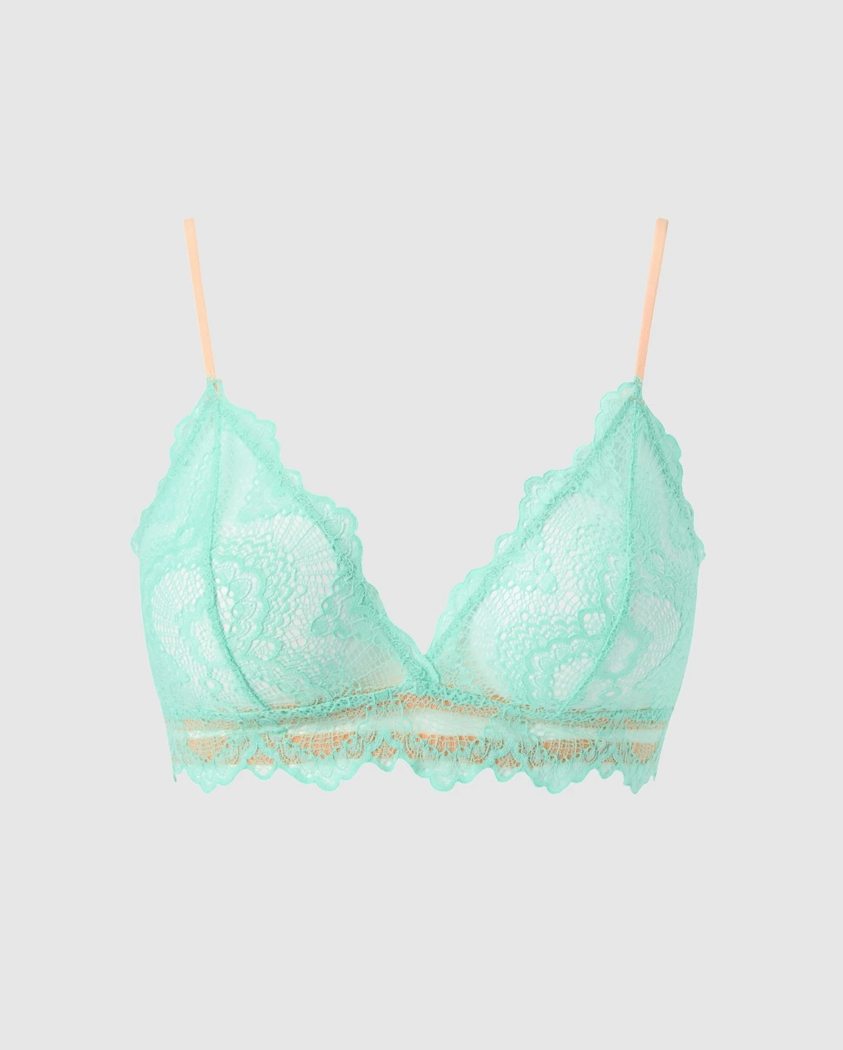 Lace Triangle Bralette Turquoise/Peach - Image 2
