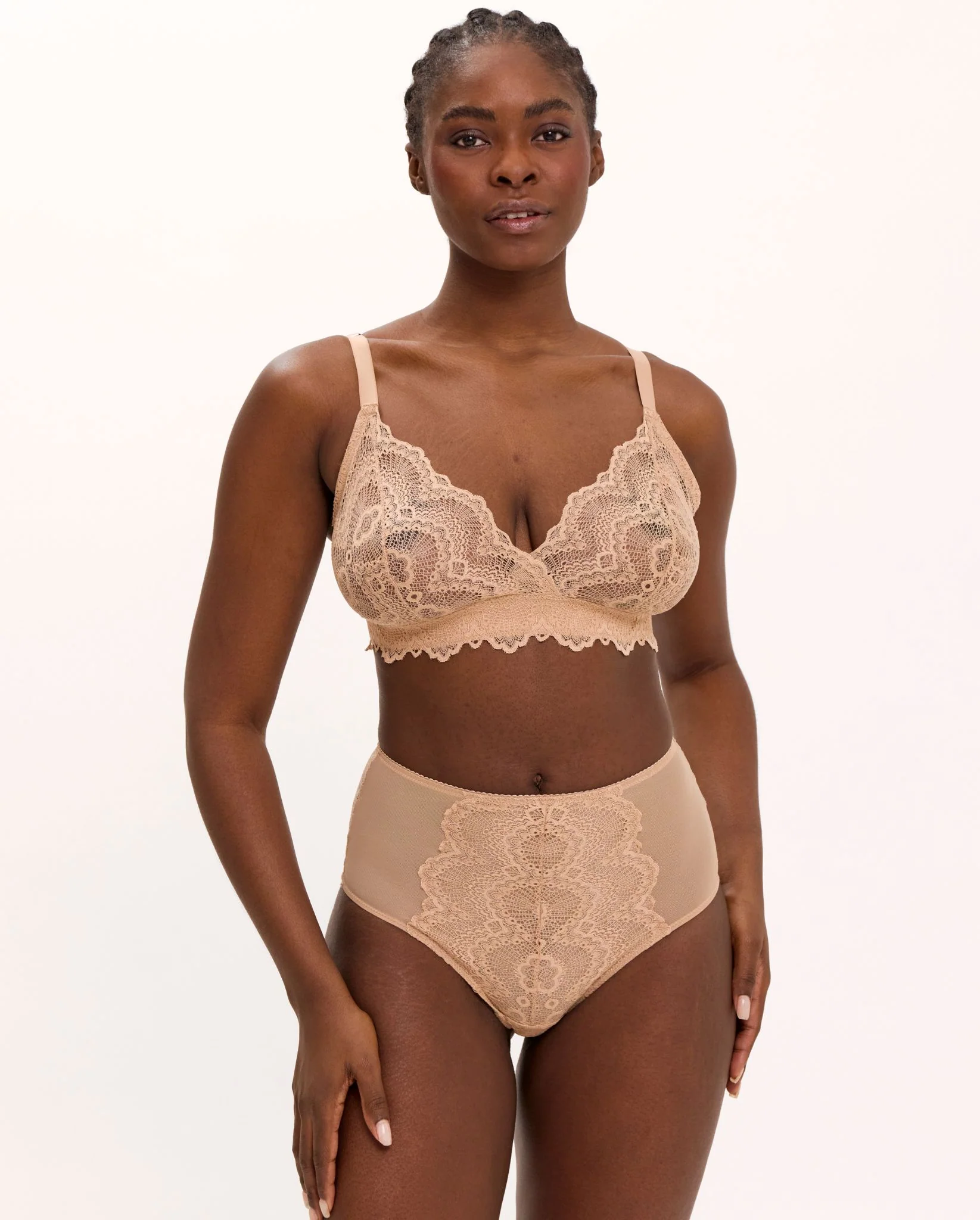 Lace Triangle+ Bralette Warm Nude - Image 5