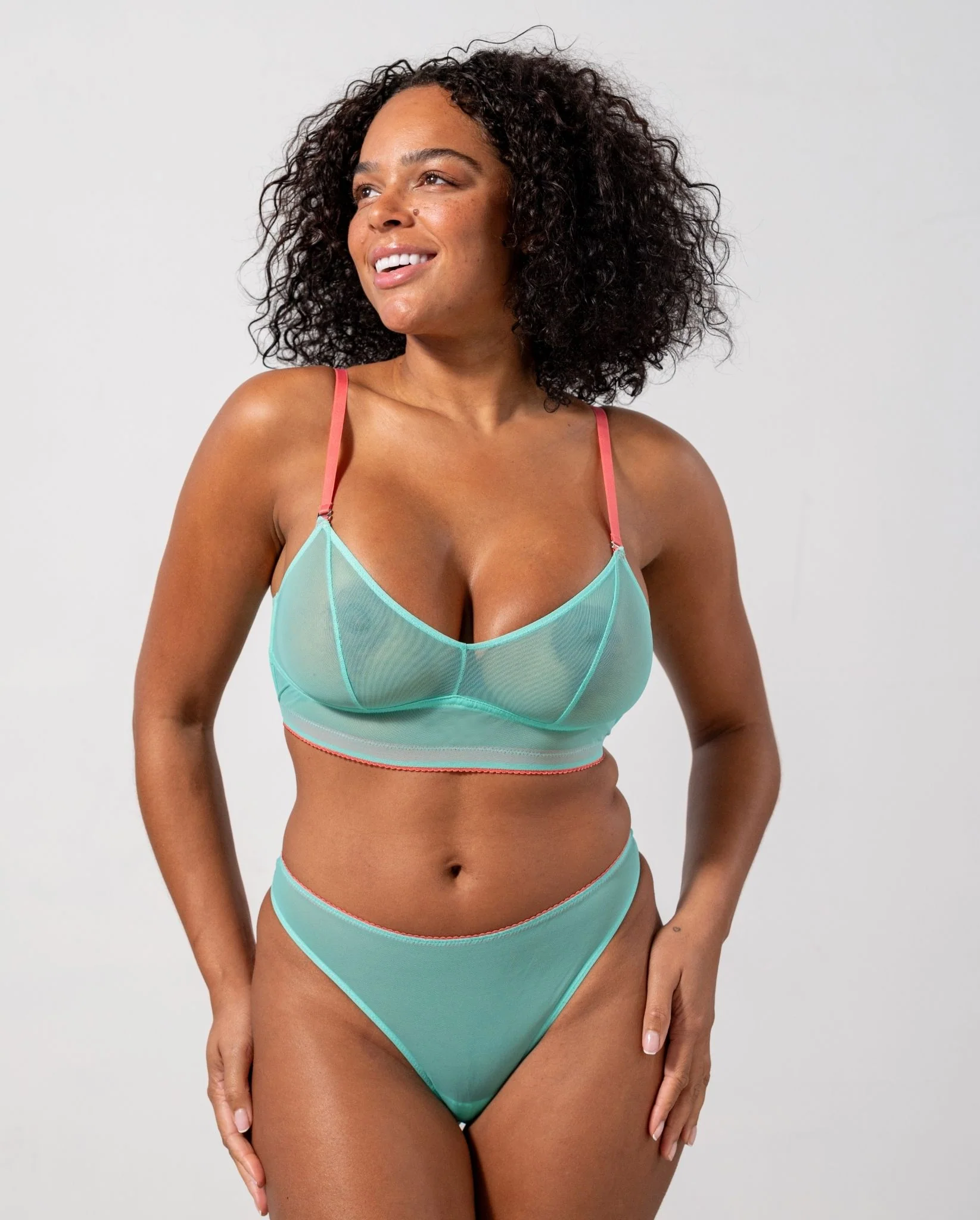 Mesh Balconette Turquoise/Coral - Image 6