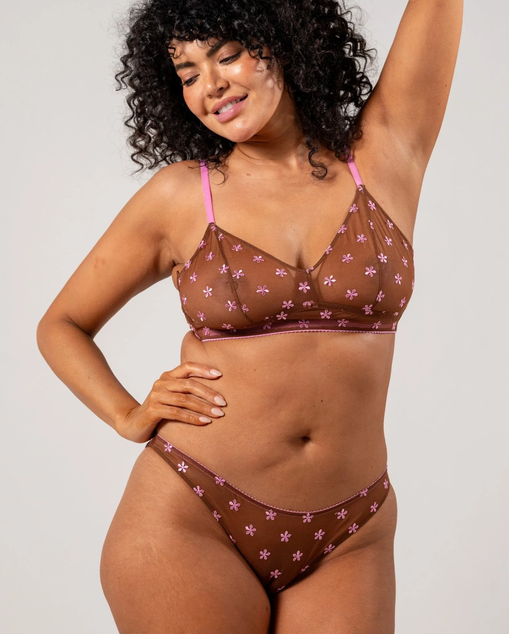 Mesh Bikini Briefs Mocha/Candy Pink - Image 7