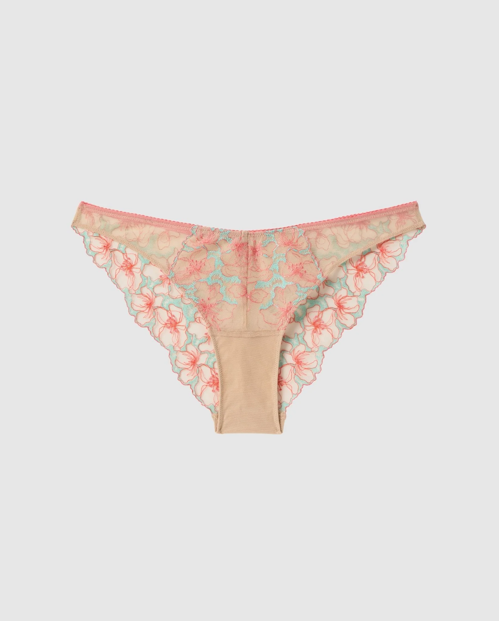 Mesh Bikini Briefs Warm Nude/Coral/Turquoise - Image 2