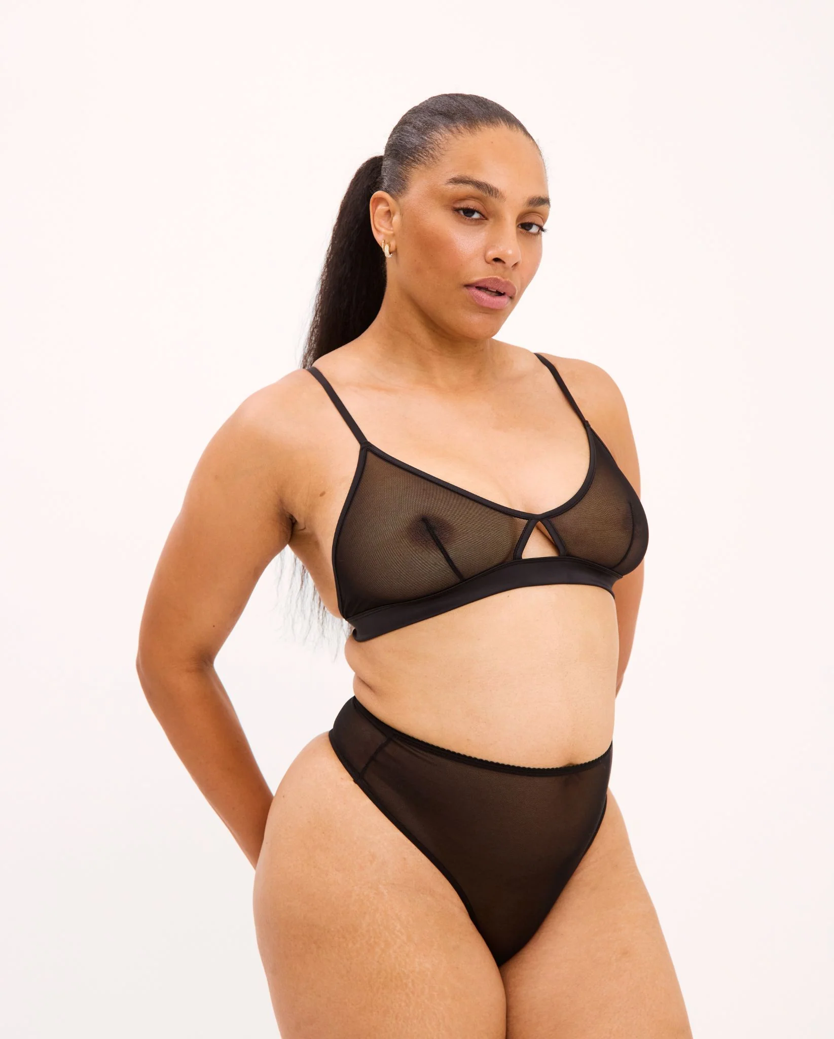 Mesh Cut-Out Triangle Bralette Black - Image 10