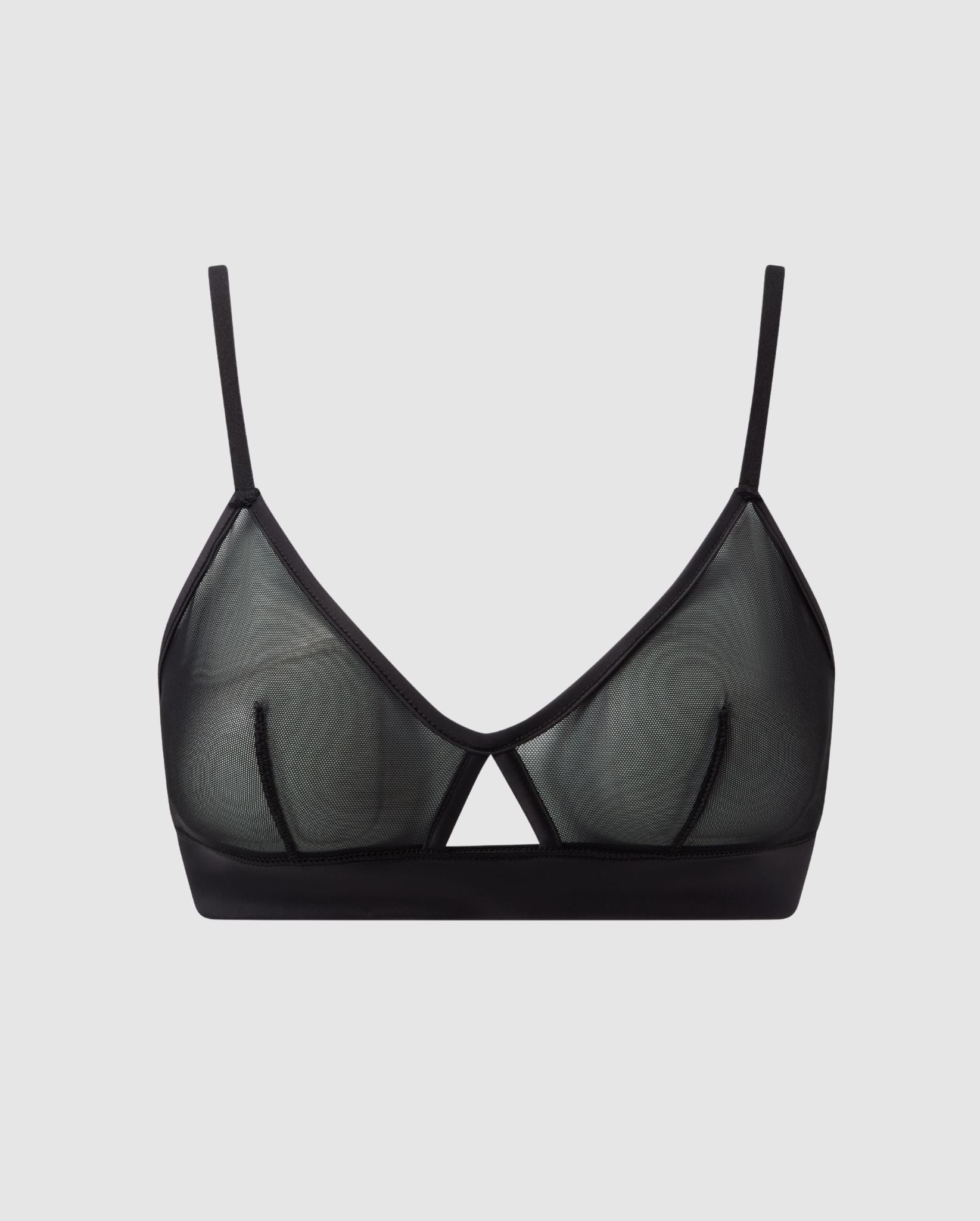 Mesh Cut-Out Triangle Bralette Black - Image 2