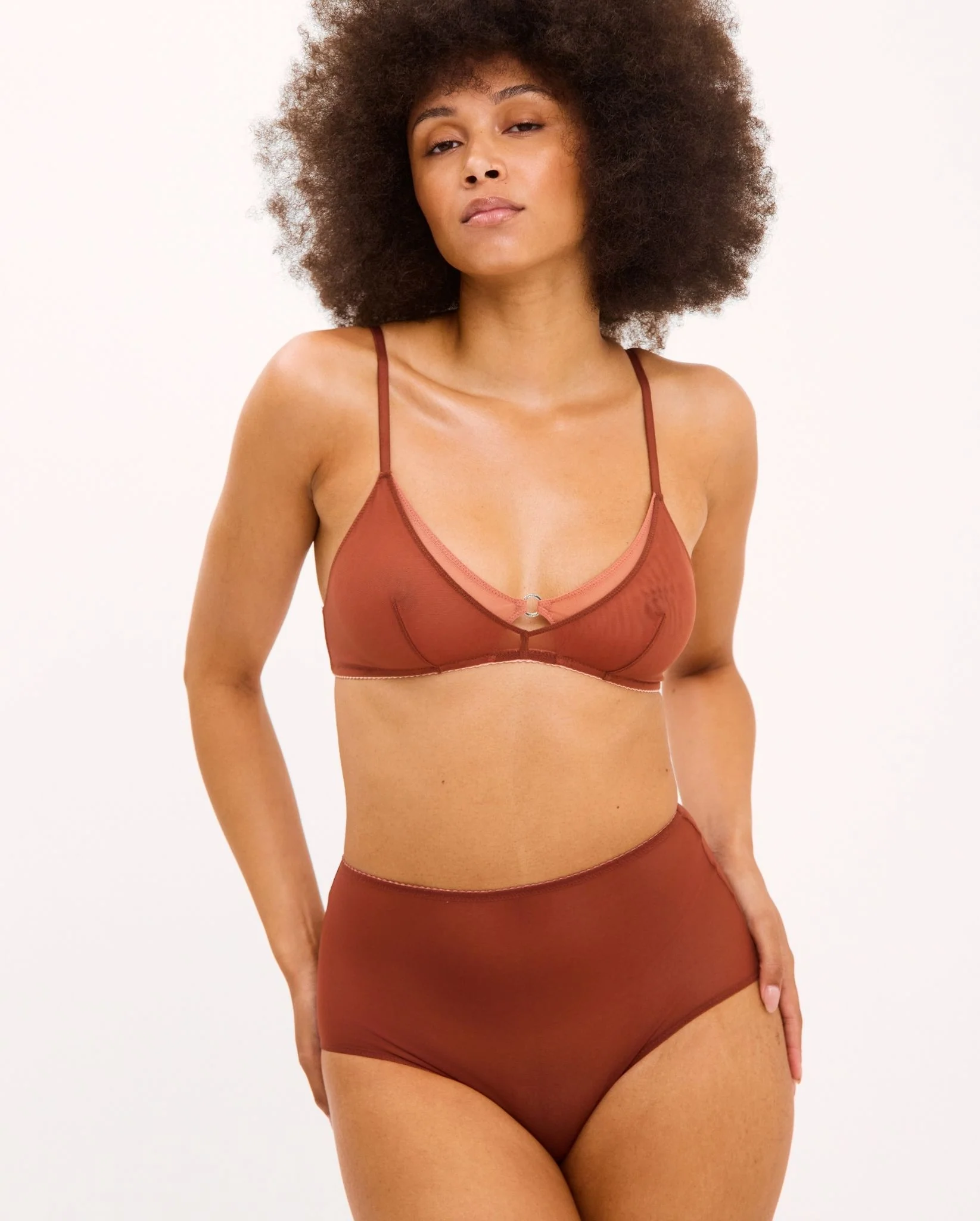 Mesh Double Triangle Bralette Rust - Image 3