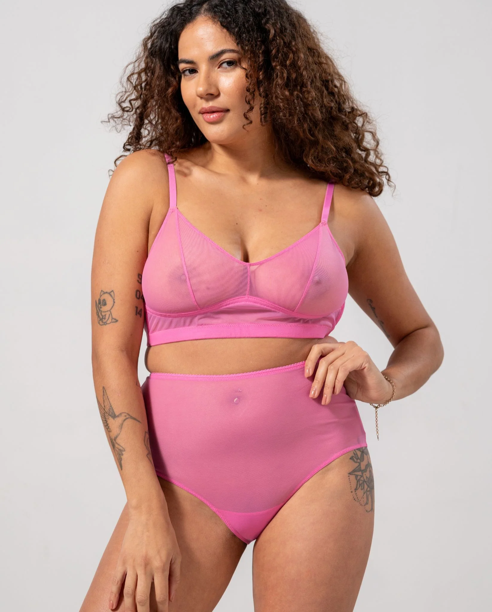 Mesh Highwaist Briefs Candy Pink - Image 3