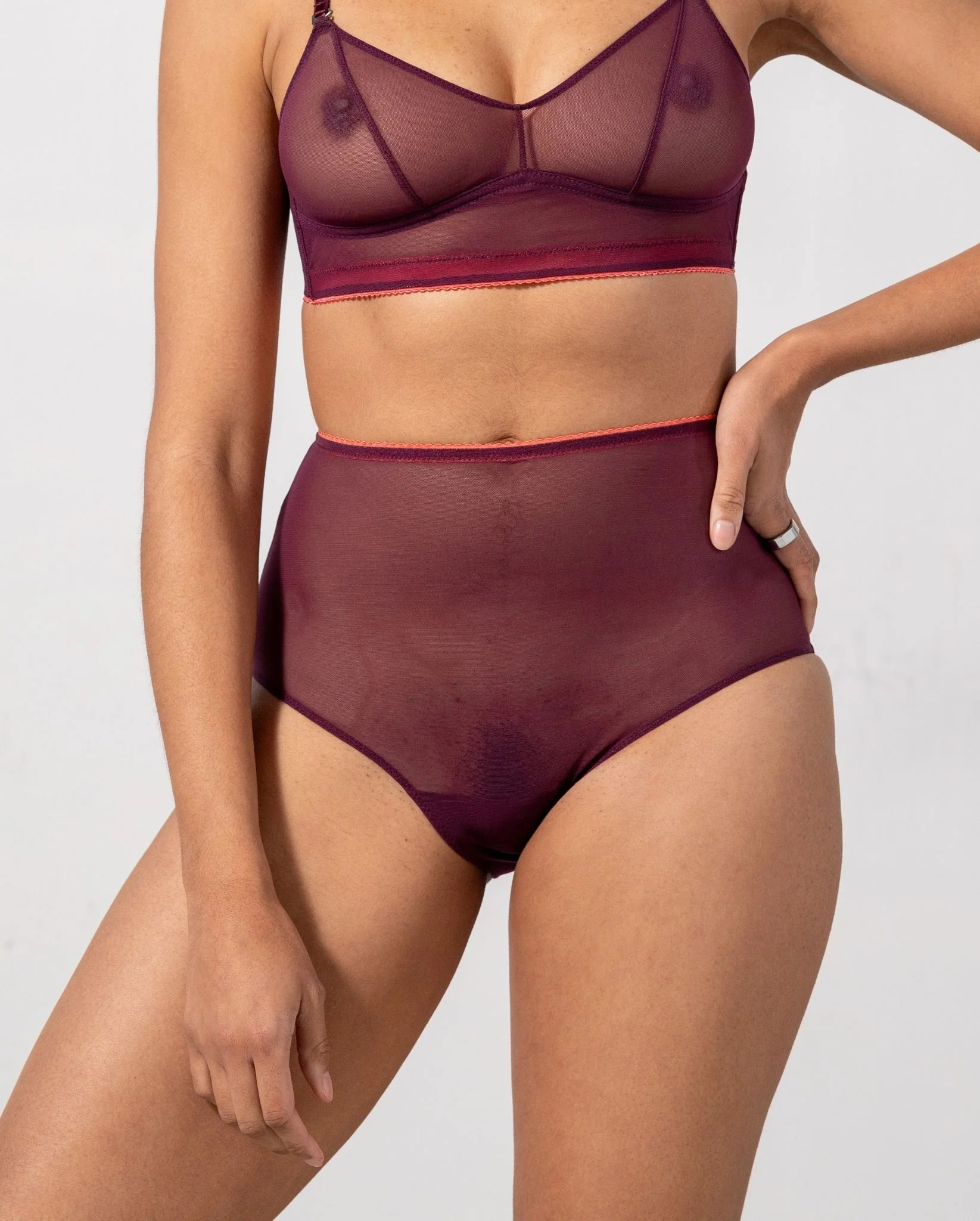 Mesh Highwaist Briefs Cherry/Coral - Image 4